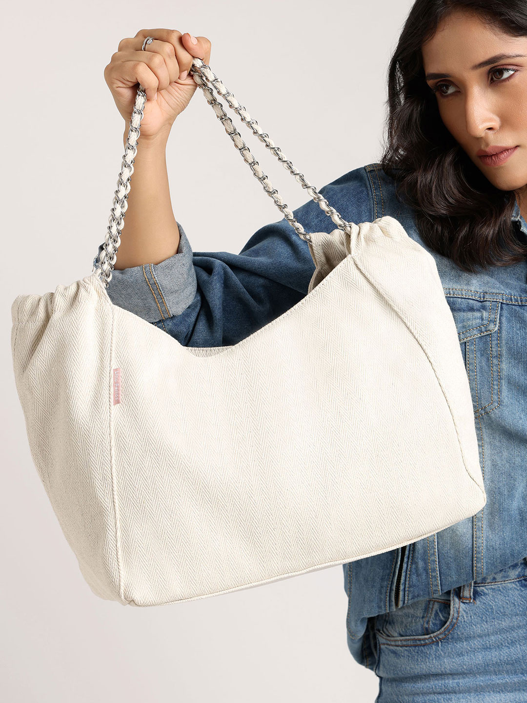 Lino Perros Geometric Self Design Structured Shoulder Bag, Beige
Lino Perros Geometric Self Design Structured Shoulder Bag, Beige