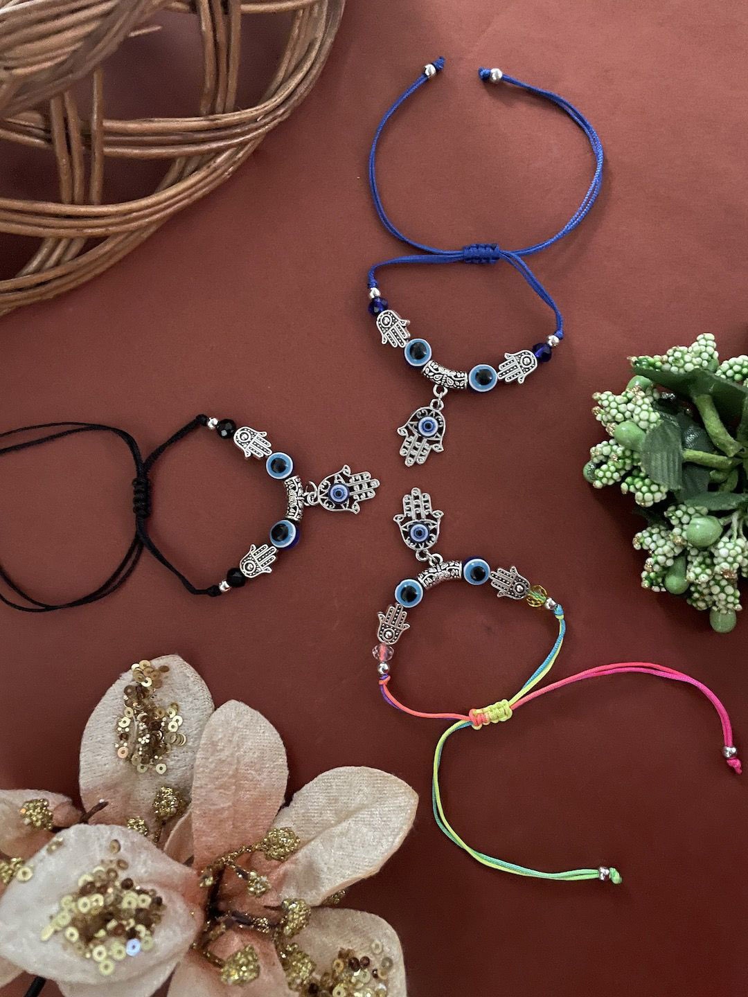 Digital Dress Room Set Of 3 Evil Eye Beaded Thread Rakhis With Roli Chawal, Blue
Digital Dress Room Set Of 3 Evil Eye Beaded Thread Rakhis With Roli Chawal, Blue