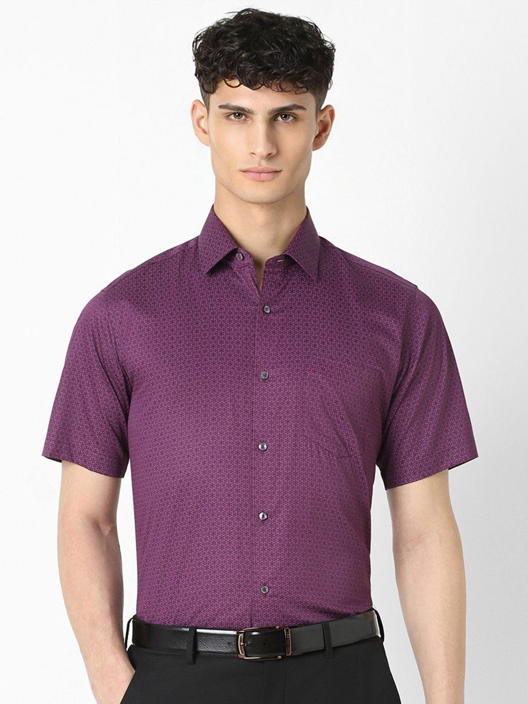 Van Heusen Men Micro Ditsy Printed Cotton Shirt, Purple 
Van Heusen Men Micro Ditsy Printed Cotton Shirt, Purple