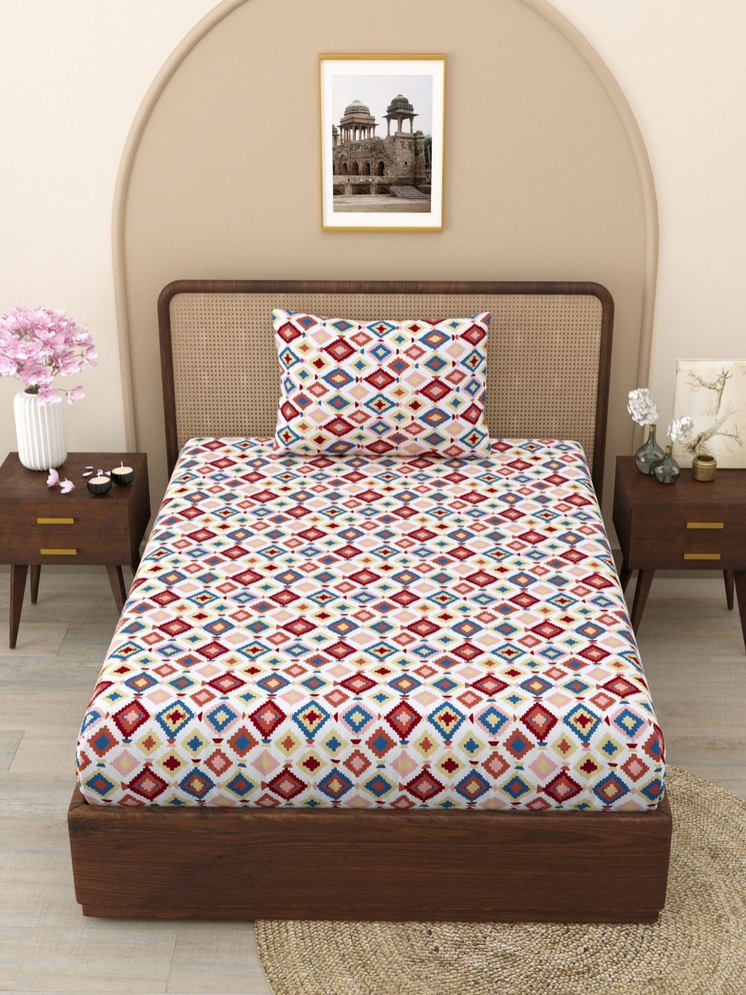 Ratan Cart White Geometric Printed 130 TC Microfiber Single Bedsheet With 1 Pillow Cover
Ratan Cart White Geometric Printed 130 TC Microfiber Single Bedsheet With 1 Pillow Cover