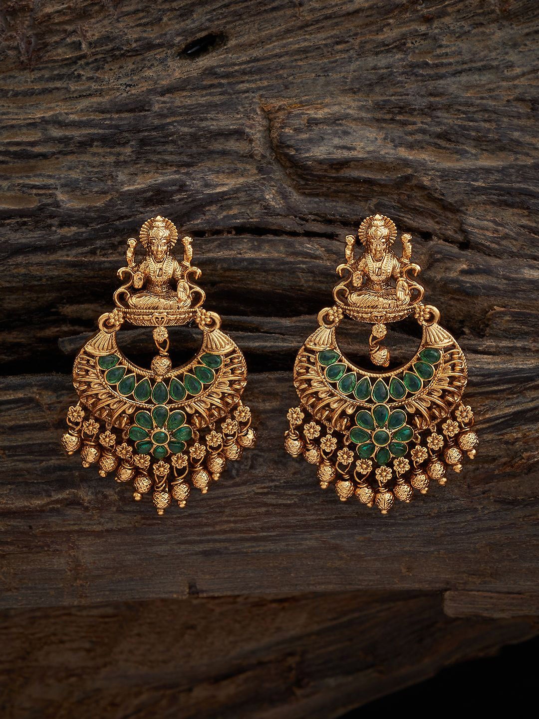 Kushal's Fashion Jewellery Gold Plated Stone Studded Circular Antique Chandbalis, Green
Kushal's Fashion Jewellery Gold Plated Stone Studded Circular Antique Chandbalis, Green