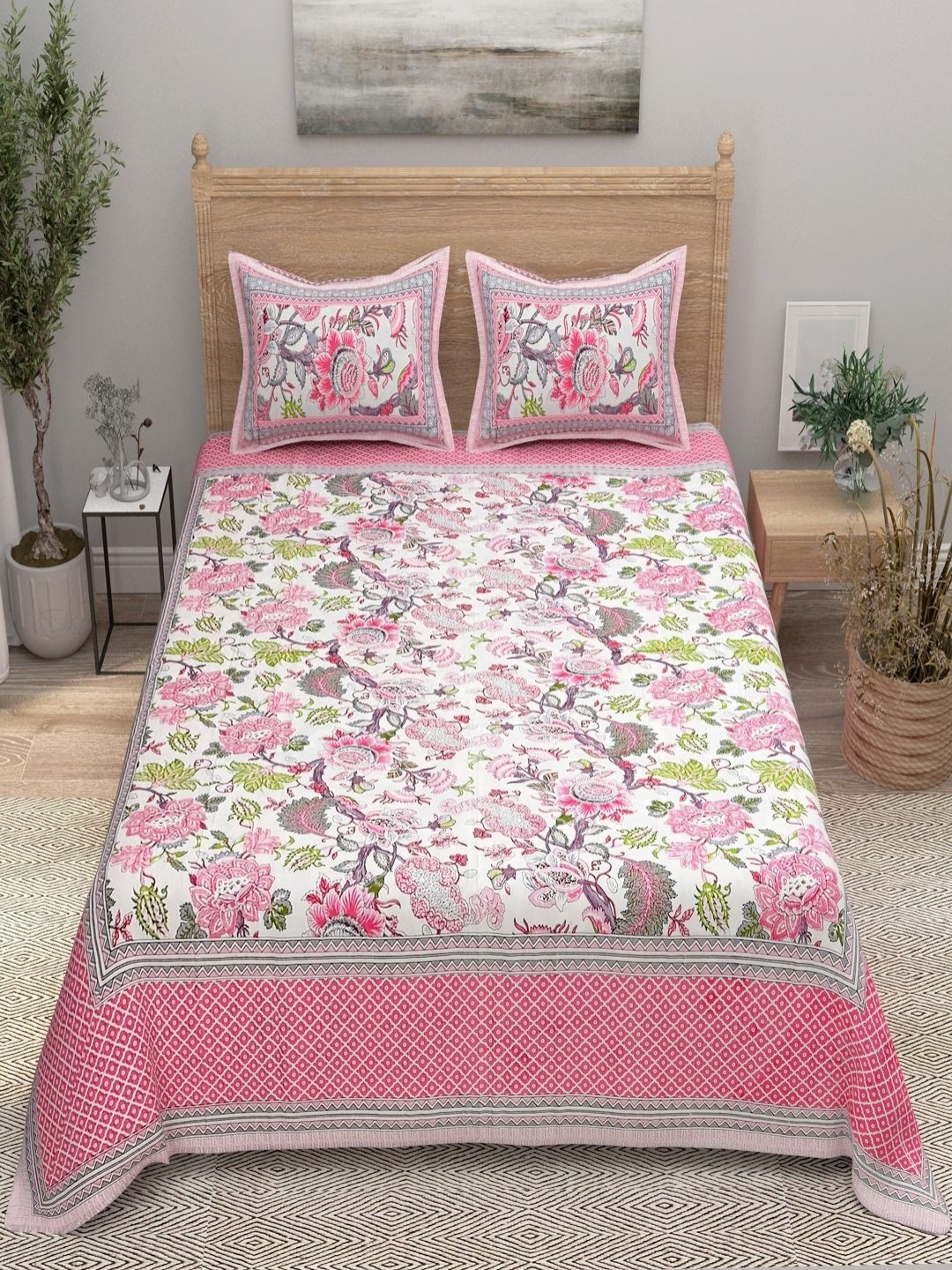 Aura Pink & White Printed 144 TC Pure Cotton Double King Bedsheet With 2 Pillow Covers
Aura Pink & White Printed 144 TC Pure Cotton Double King Bedsheet With 2 Pillow Covers