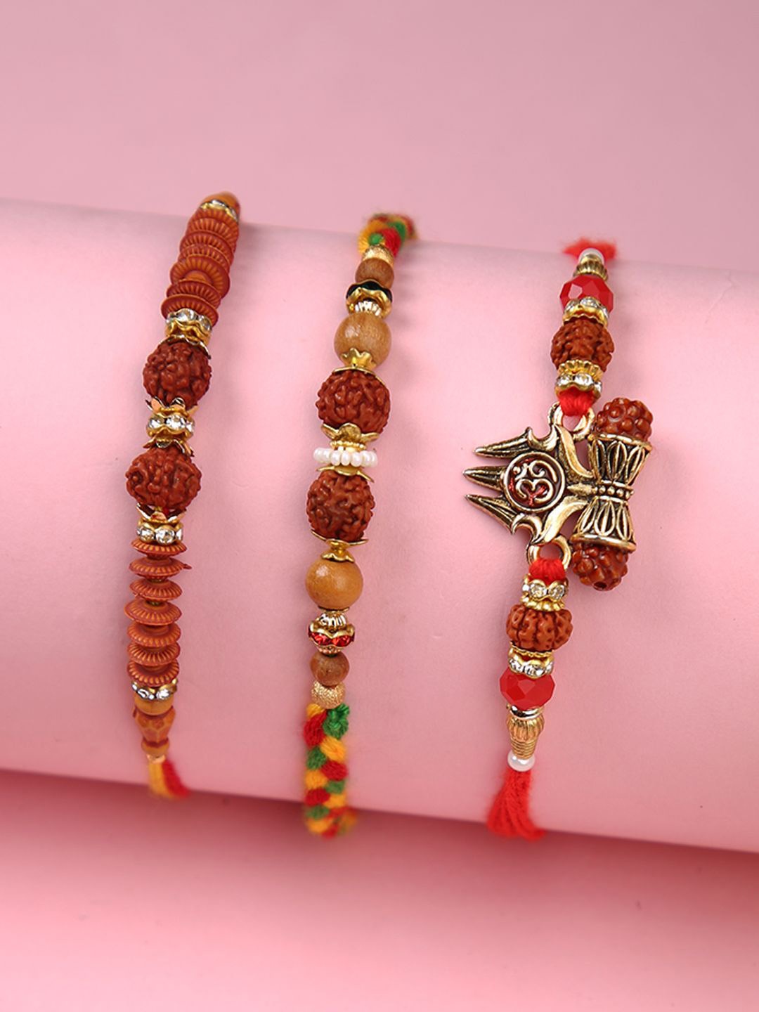 Aapno Rajasthan Set of 3 Rudraksh Thread Rakhis with Roli Chawal & Greetings Card, Brown
Aapno Rajasthan Set of 3 Rudraksh Thread Rakhis with Roli Chawal & Greetings Card, Brown