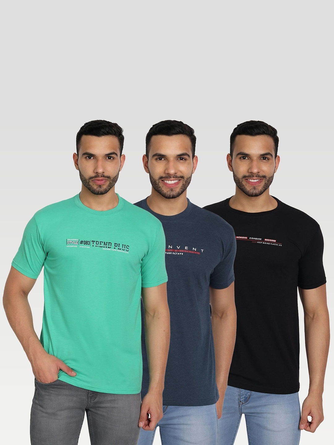 ZEFFIT Men Typography 3 Applique T-shirt, Multi