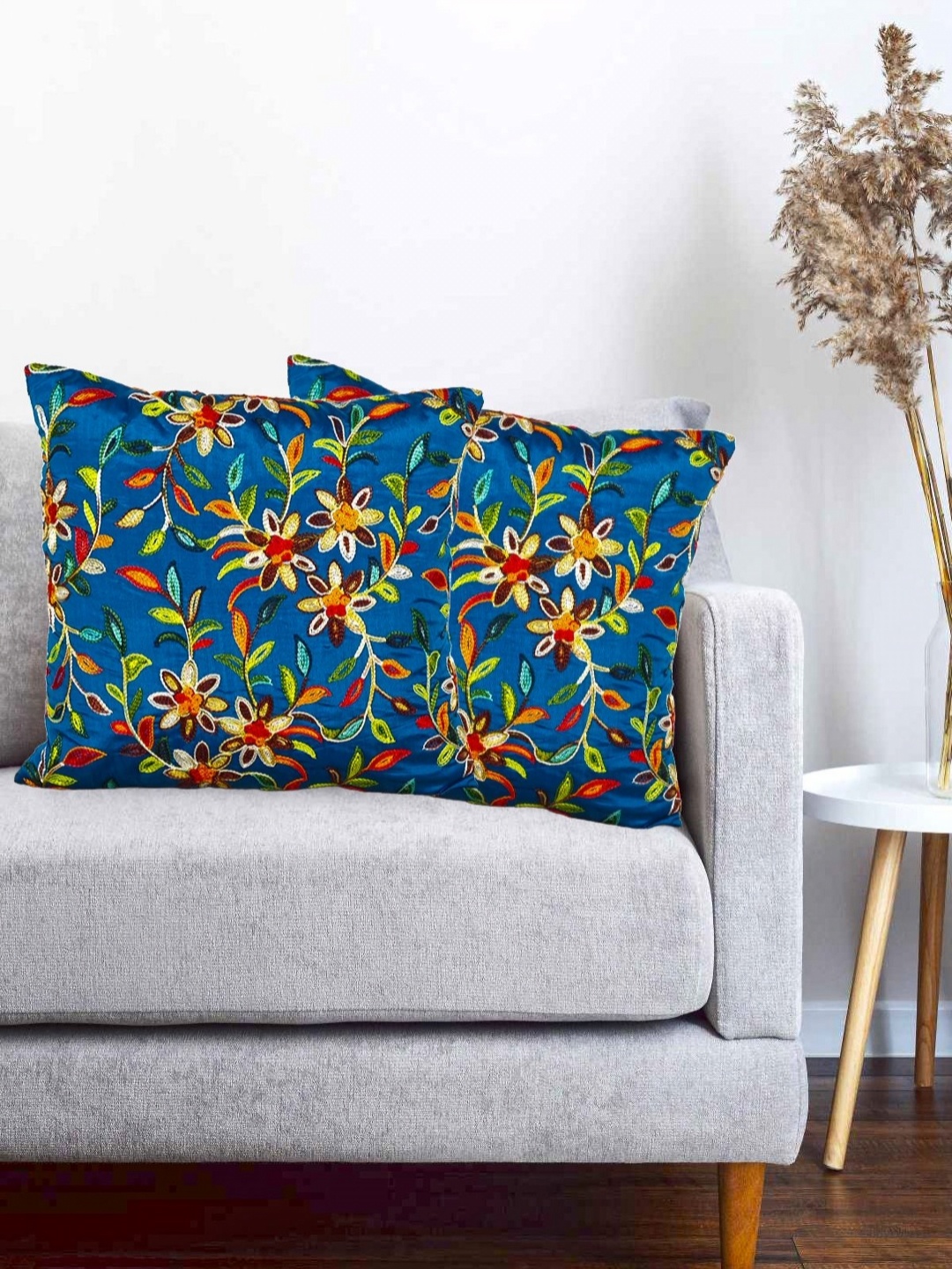 Vinayaka Fab Teal Blue & Green 2 Pieces Floral Embroidered Silk Square Cushion Covers
Vinayaka Fab Teal Blue & Green 2 Pieces Floral Embroidered Silk Square Cushion Covers