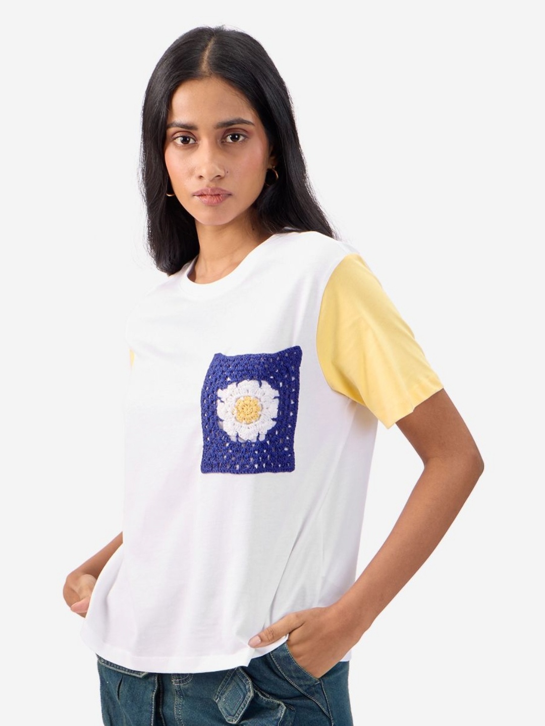 The Souled Store Women Embroidered Round Neck Cotton Relaxed Fit T-shirt, White
The Souled Store Women Embroidered Round Neck Cotton Relaxed Fit T-shirt, White