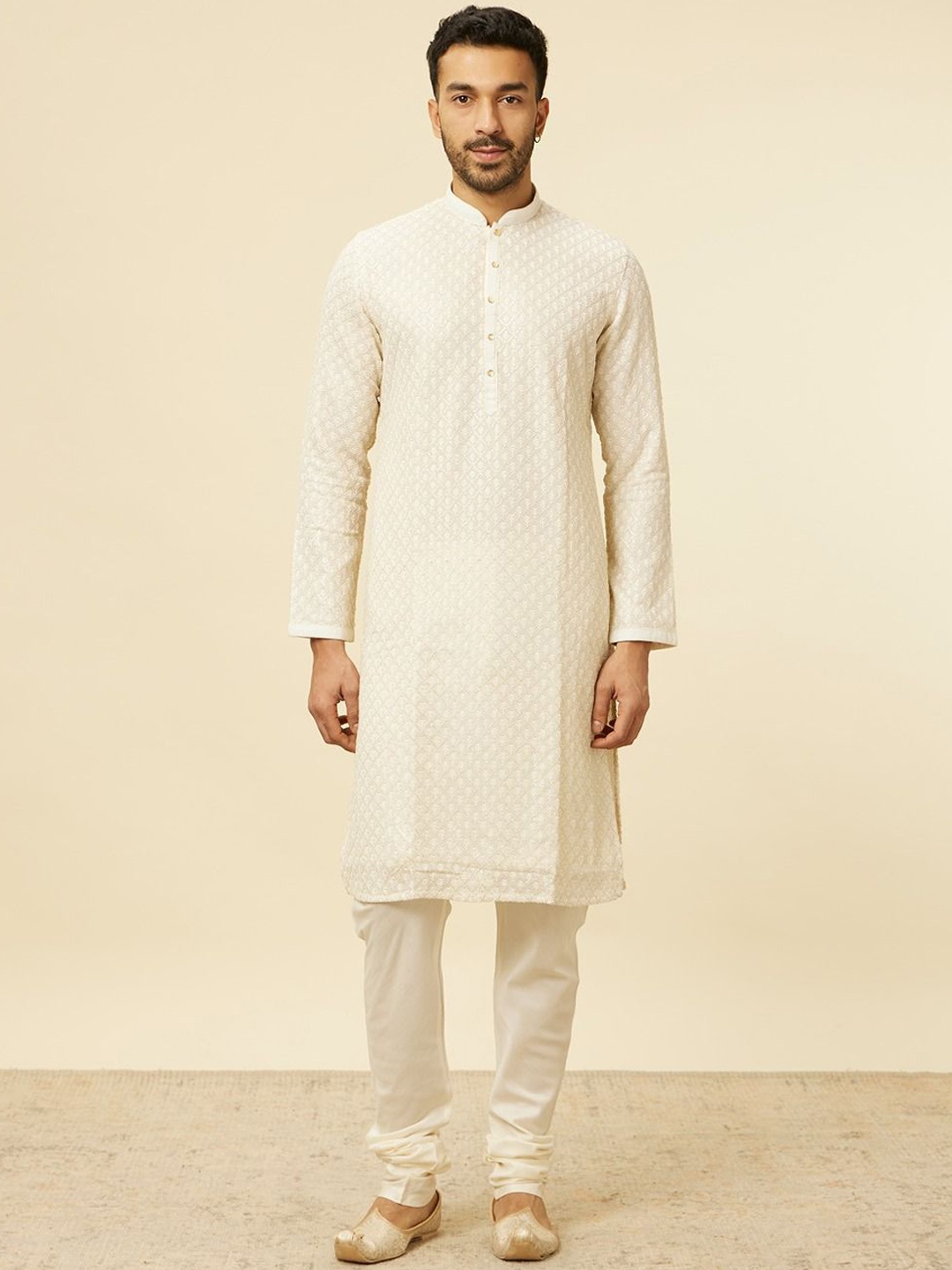Twamev Geometric Embroidered Thread Work Georgette Straight Kurta With Churidar, Cream
Twamev Geometric Embroidered Thread Work Georgette Straight Kurta With Churidar, Cream