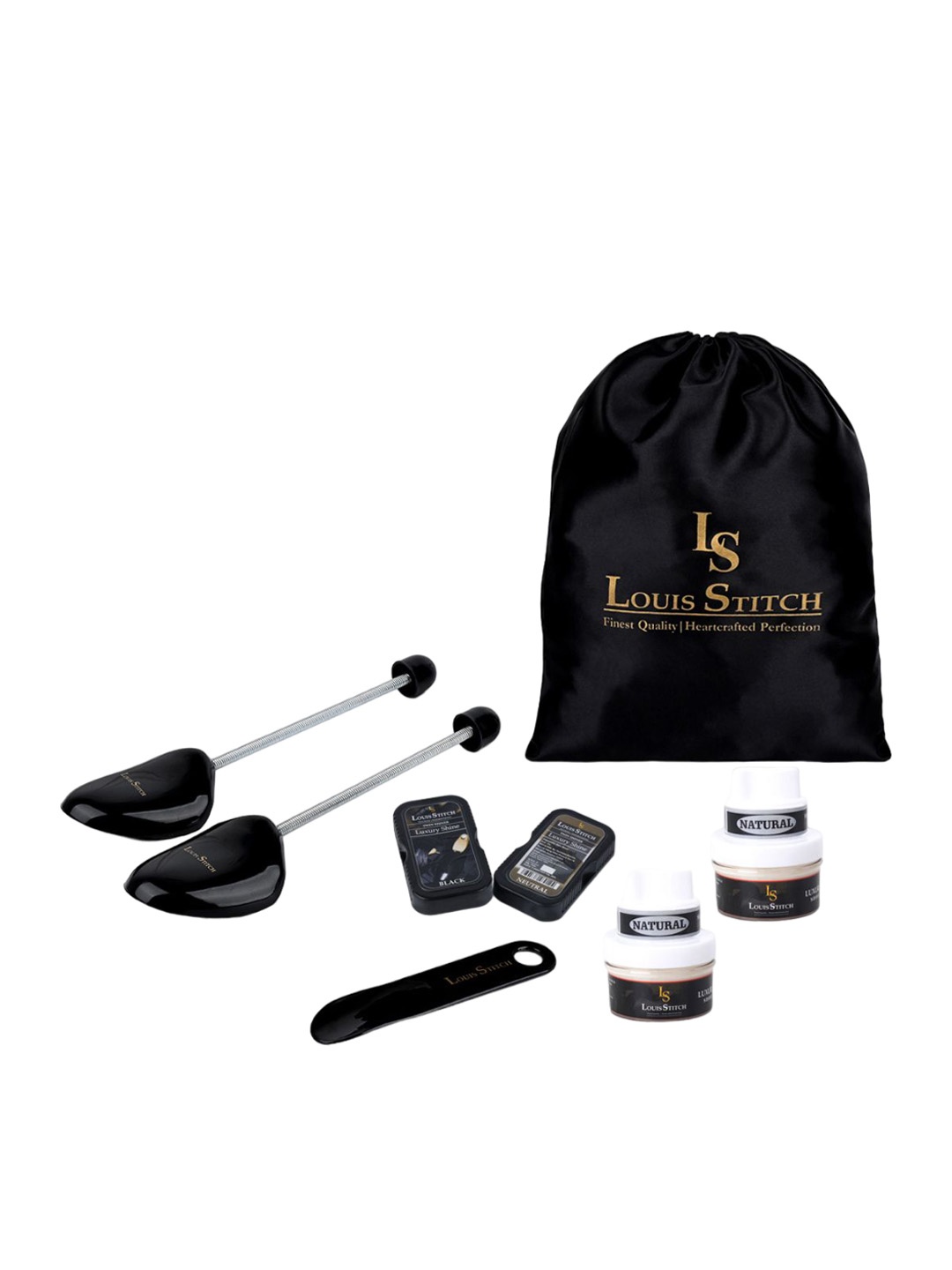 LOUIS STITCH Shoe Tree, Shoe Horn, Shoe Bag, Shoe Cream and Twin Shiner Premium Shoe Combo, Black
LOUIS STITCH Shoe Tree, Shoe Horn, Shoe Bag, Shoe Cream and Twin Shiner Premium Shoe Combo, Black