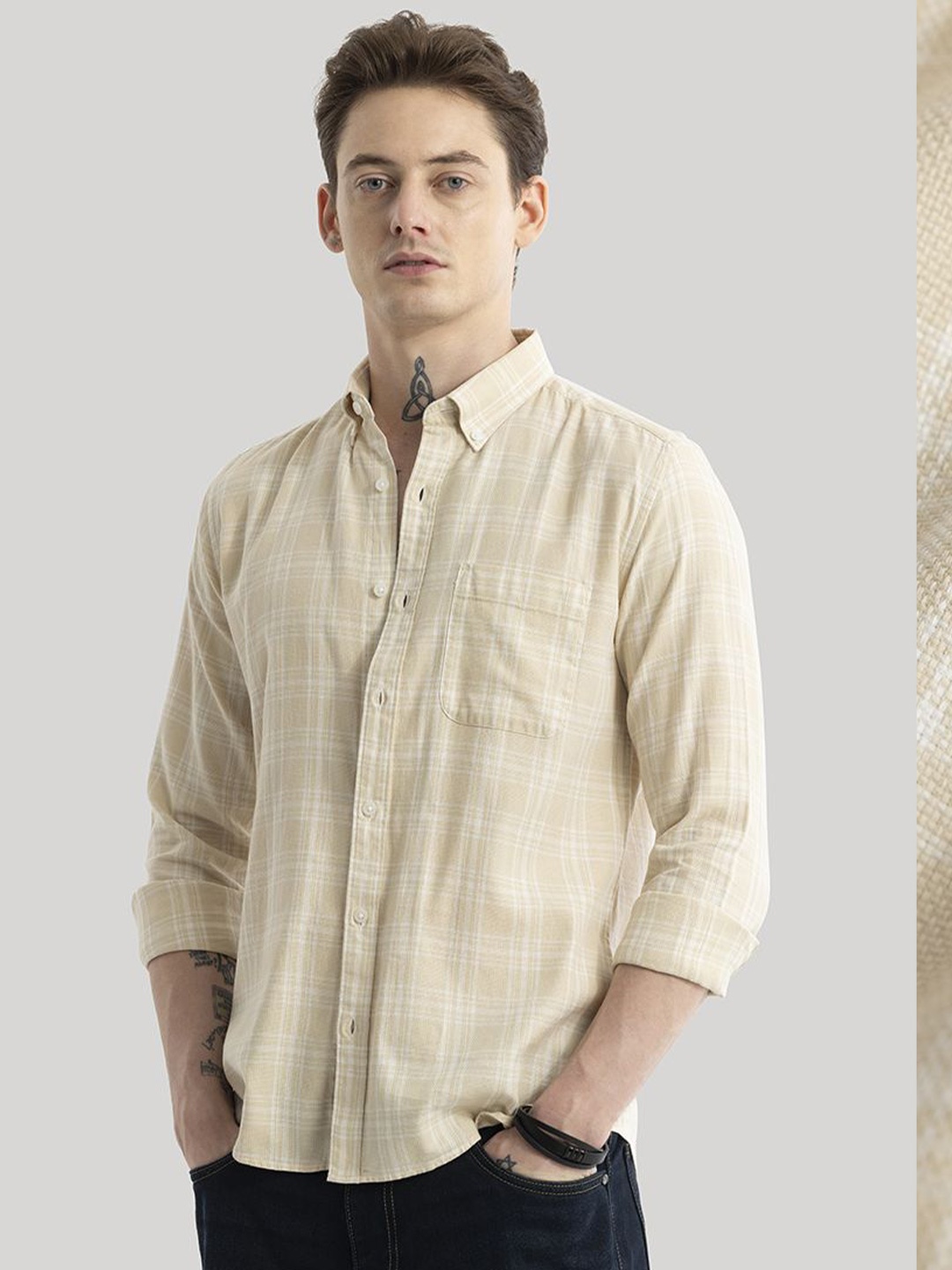 Snitch Men Smart Slim Fit Tartan Checks Button-Down Collar Pure Cotton Pocket Casual Shirt, Beige
Snitch Men Smart Slim Fit Tartan Checks Button-Down Collar Pure Cotton Pocket Casual Shirt, Beige