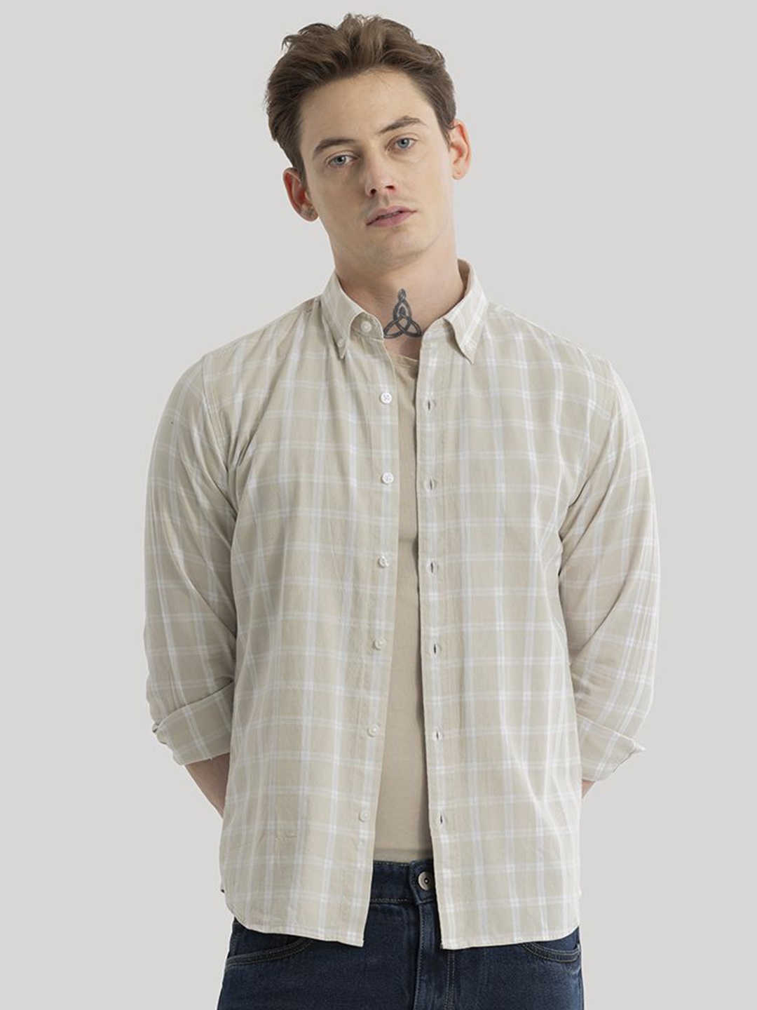 Snitch Men Smart Slim Fit Tartan Checks Button-Down Collar Pure Cotton Casual Shirt, Beige
Snitch Men Smart Slim Fit Tartan Checks Button-Down Collar Pure Cotton Casual Shirt, Beige