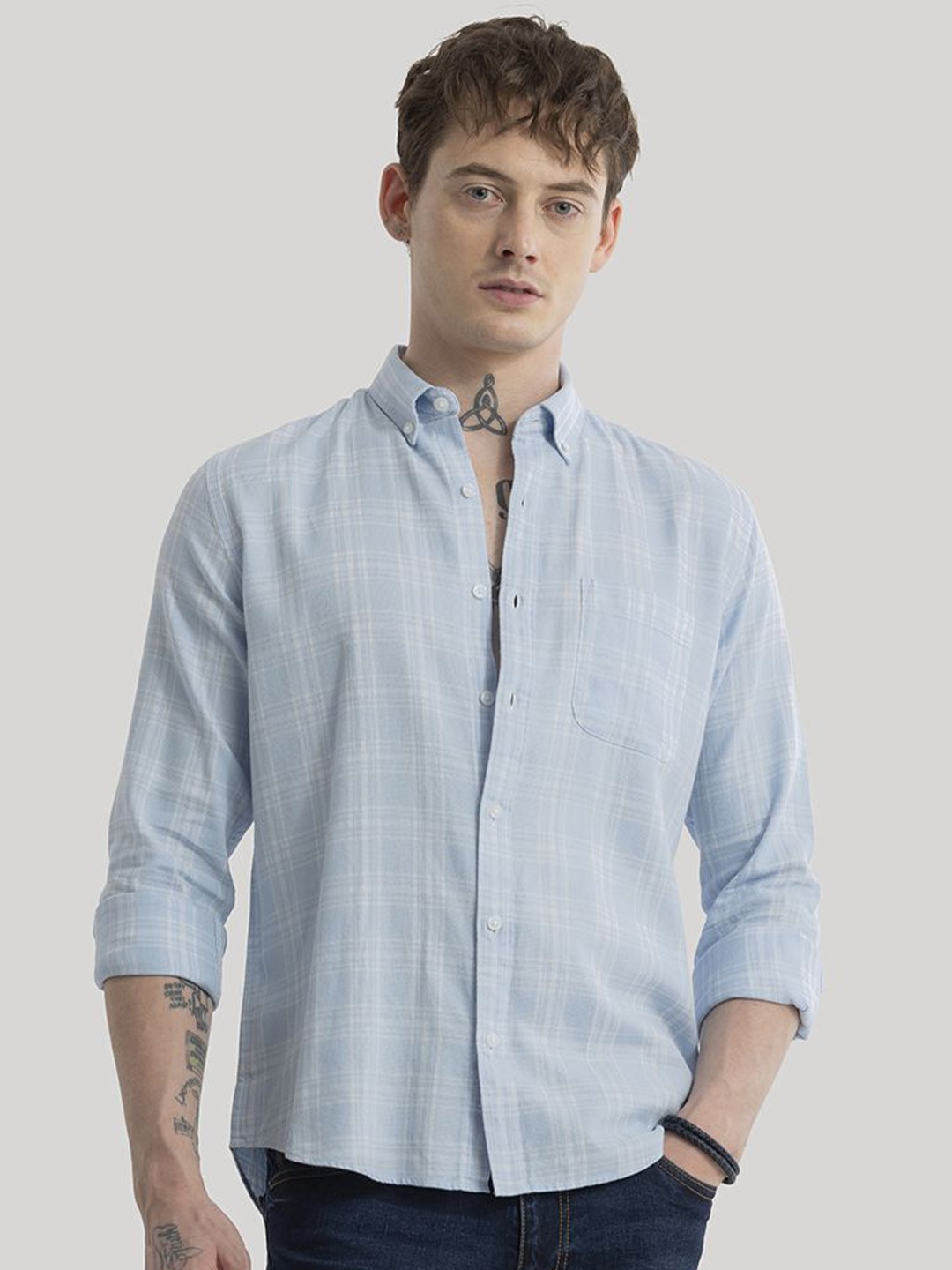 Snitch Men Smart Slim Fit Tartan Checks Button-Down Collar Pure Cotton Pocket Casual Shirt, Blue
Snitch Men Smart Slim Fit Tartan Checks Button-Down Collar Pure Cotton Pocket Casual Shirt, Blue