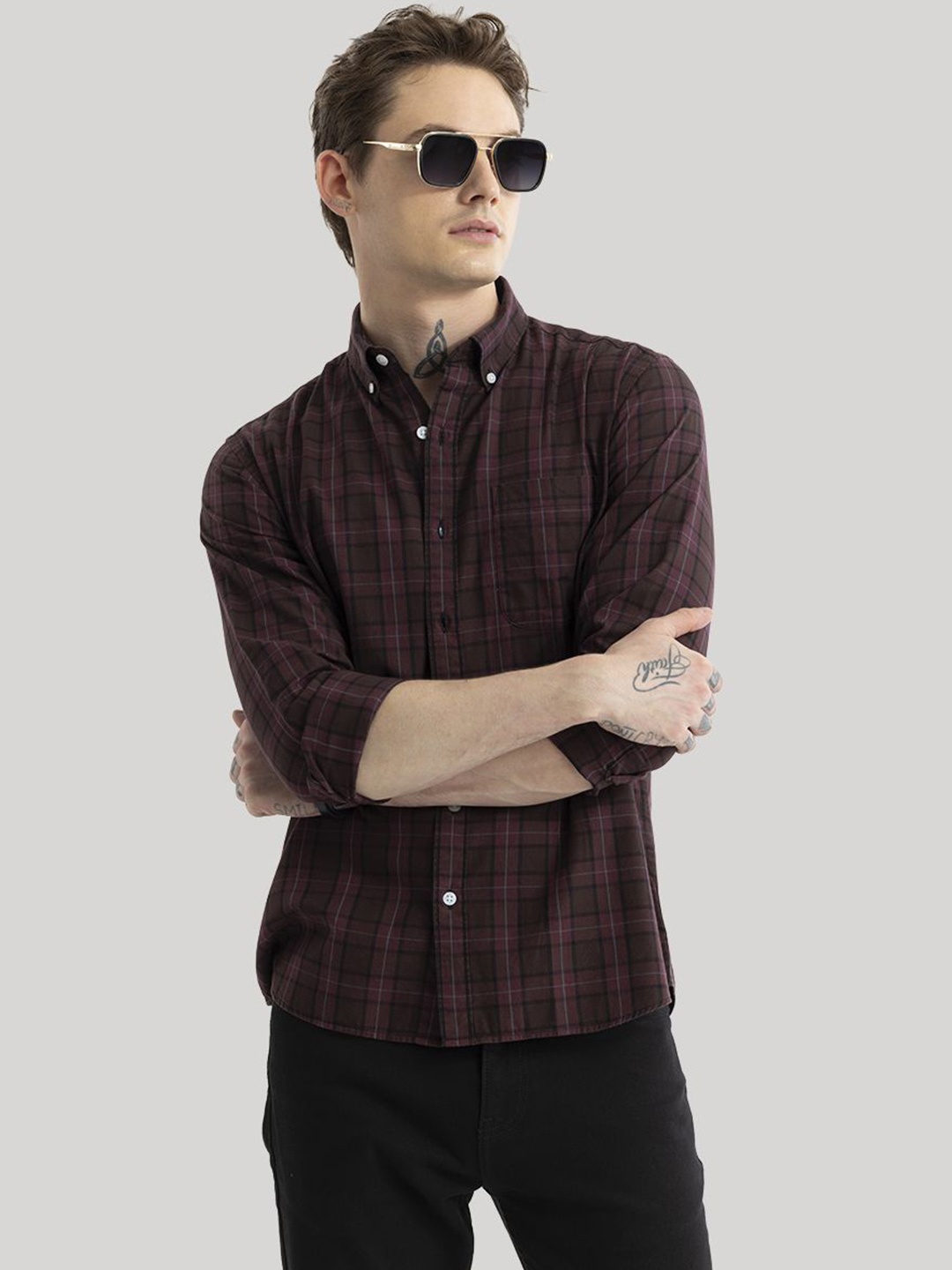 Snitch Men Smart Slim Fit Tartan Checks Button-Down Collar Pure Cotton Casual Shirt, Brown
Snitch Men Smart Slim Fit Tartan Checks Button-Down Collar Pure Cotton Casual Shirt, Brown