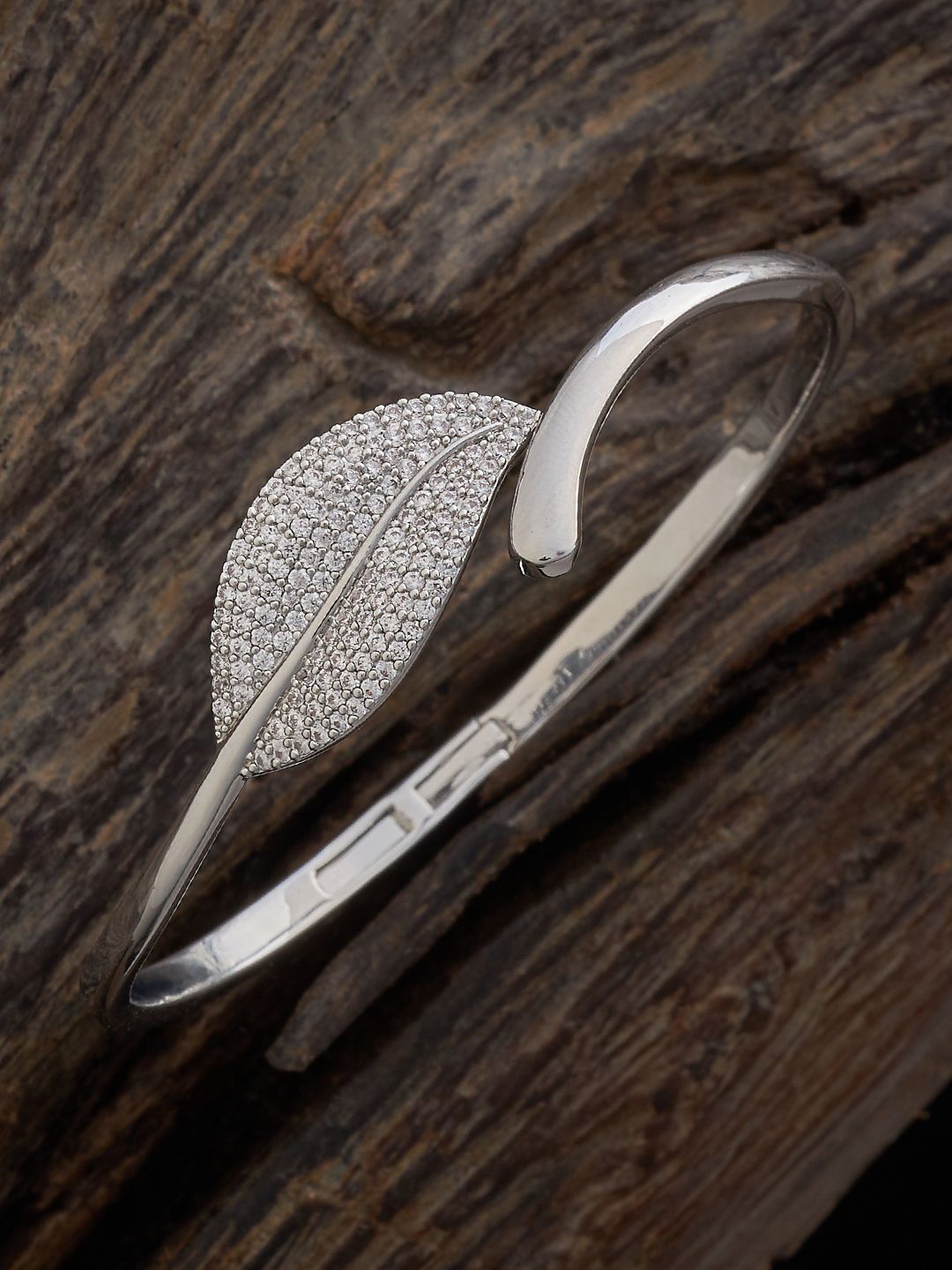 Kushal's Fashion Jewellery Rhodium-Plated Cubic Zirconia-Studded Kada Bracelet, Silver
Kushal's Fashion Jewellery Rhodium-Plated Cubic Zirconia-Studded Kada Bracelet, Silver