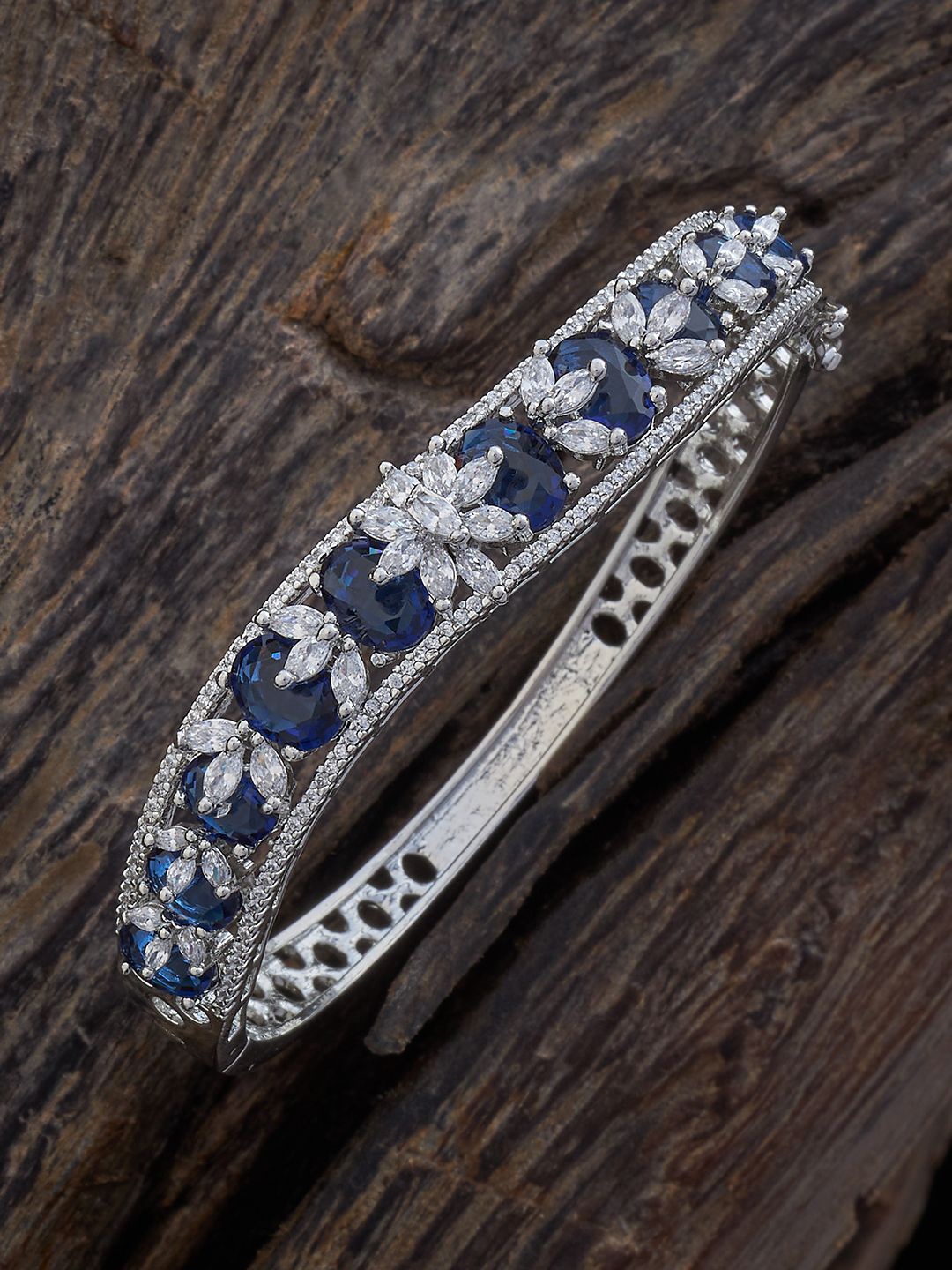 Kushal's Fashion Jewellery Rhodium-Plated Cubic Zirconia-Studded Kada Bracelet, Silver
Kushal's Fashion Jewellery Rhodium-Plated Cubic Zirconia-Studded Kada Bracelet, Silver