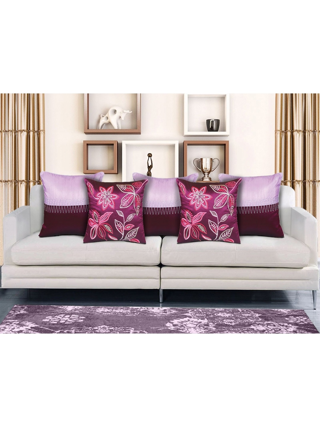 HOME9INE Purple & Pink 5 Pieces Colourblocked Embroidered Square Cushion Covers
HOME9INE Purple & Pink 5 Pieces Colourblocked Embroidered Square Cushion Covers