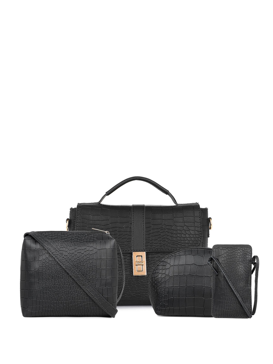 LEGAL BRIBE Combo of 4 Animal Textured PU Oversized Structured Satchel Bag with Cut Work, Black
LEGAL BRIBE Combo of 4 Animal Textured PU Oversized Structured Satchel Bag with Cut Work, Black