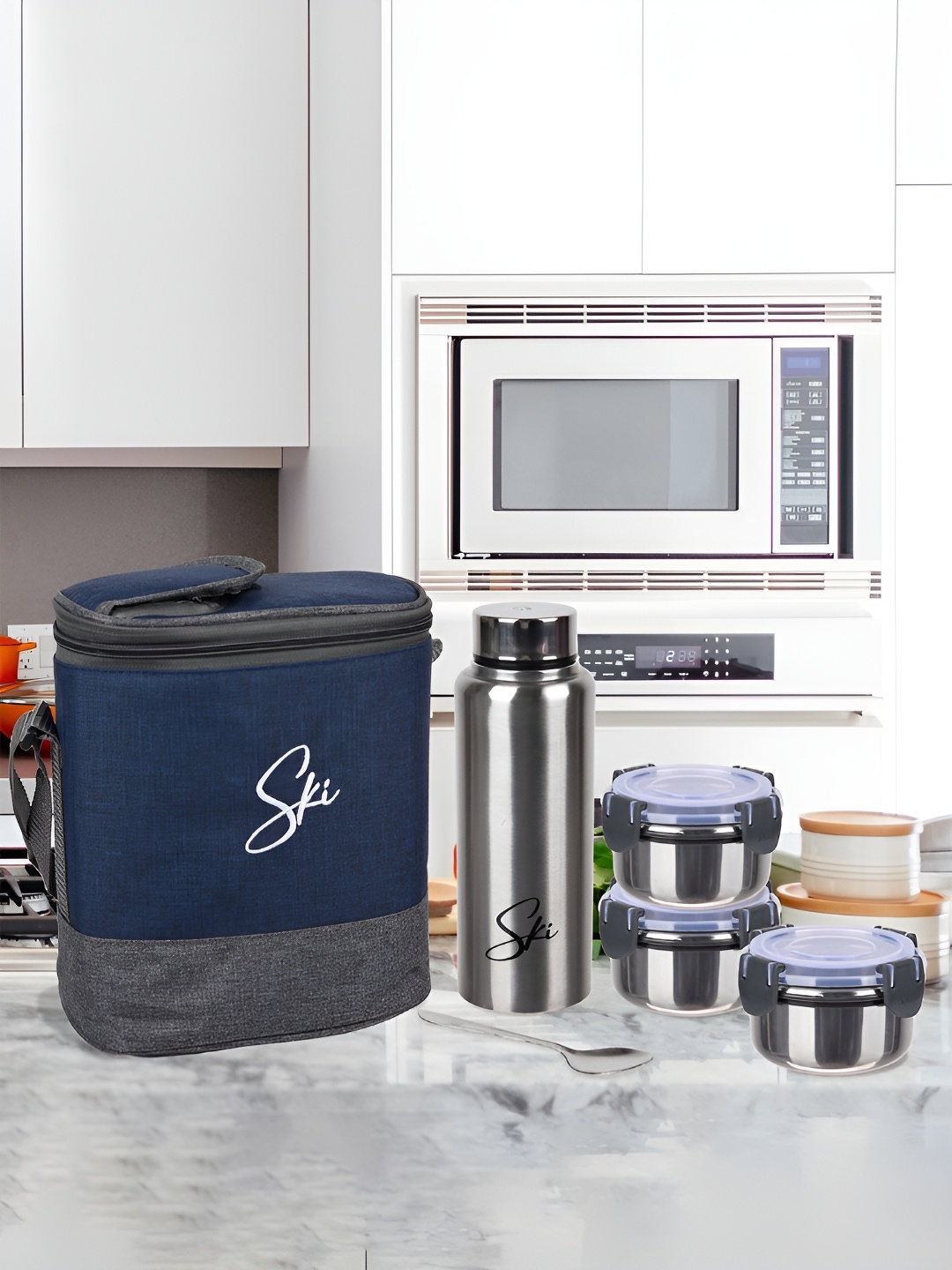 Kuber Industries Blue & Silver toned 6 Pieces Stainless Steel Lunch Box & Bottle Clip Lock
Kuber Industries Blue & Silver toned 6 Pieces Stainless Steel Lunch Box & Bottle Clip Lock