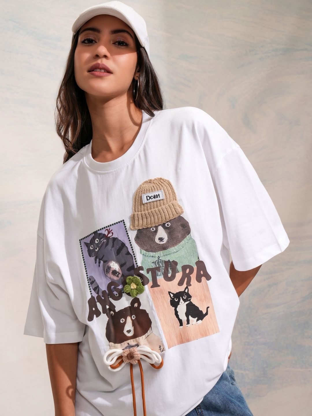 Street By Tokyo Talkies Women Graphic Printed Applique Oversized T-shirt, White
Street By Tokyo Talkies Women Graphic Printed Applique Oversized T-shirt, White