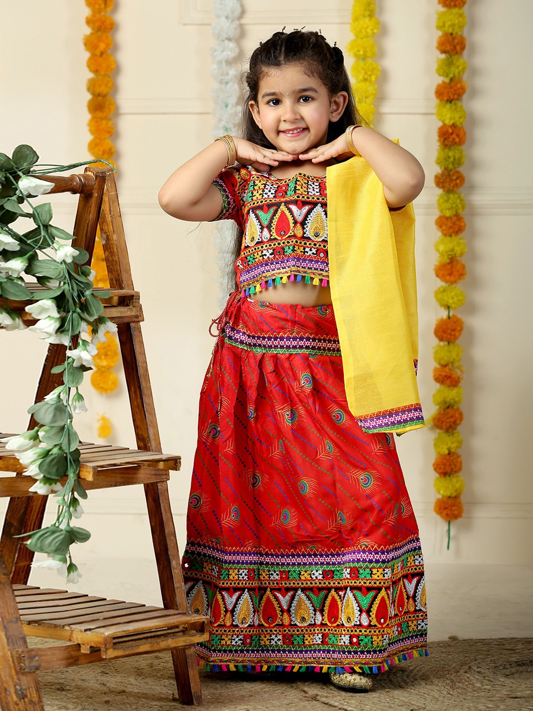 ahhaaaa Girls Embroidered Mirror Work Cotton Ready to Wear Lehenga & Blouse With Dupatta, Red
ahhaaaa Girls Embroidered Mirror Work Cotton Ready to Wear Lehenga & Blouse With Dupatta, Red