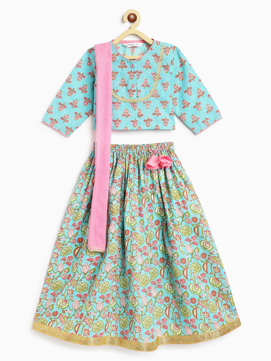 Campana Girls Floral Printed Cotton Ready to Wear Lehenga & Blouse With Dupatta, Blue
Campana Girls Floral Printed Cotton Ready to Wear Lehenga & Blouse With Dupatta, Blue