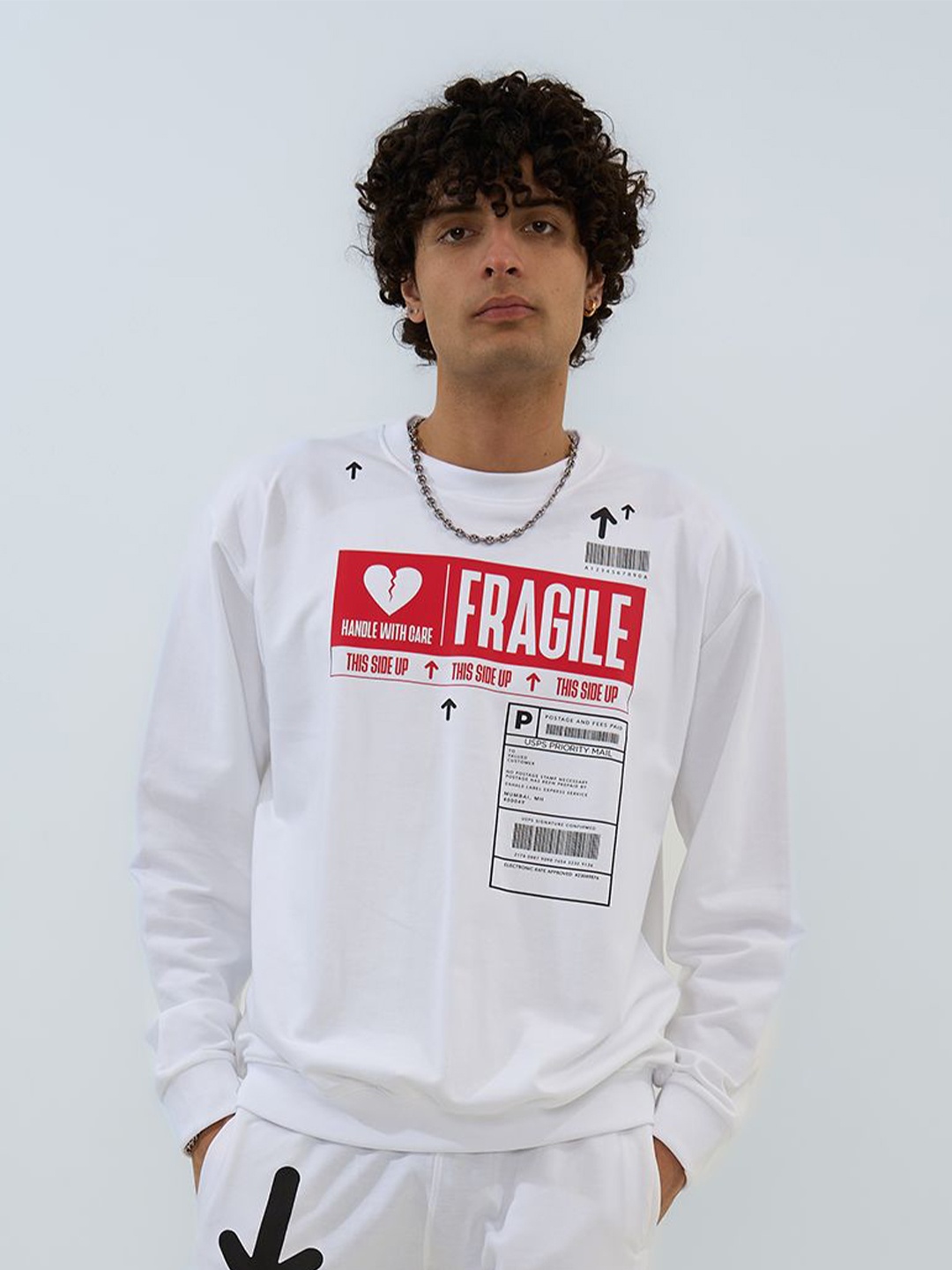 Exhale Label The Fragile Unisex Cotton Typographic Oversized Fit Sweatshirt, White
Exhale Label The Fragile Unisex Cotton Typographic Oversized Fit Sweatshirt, White