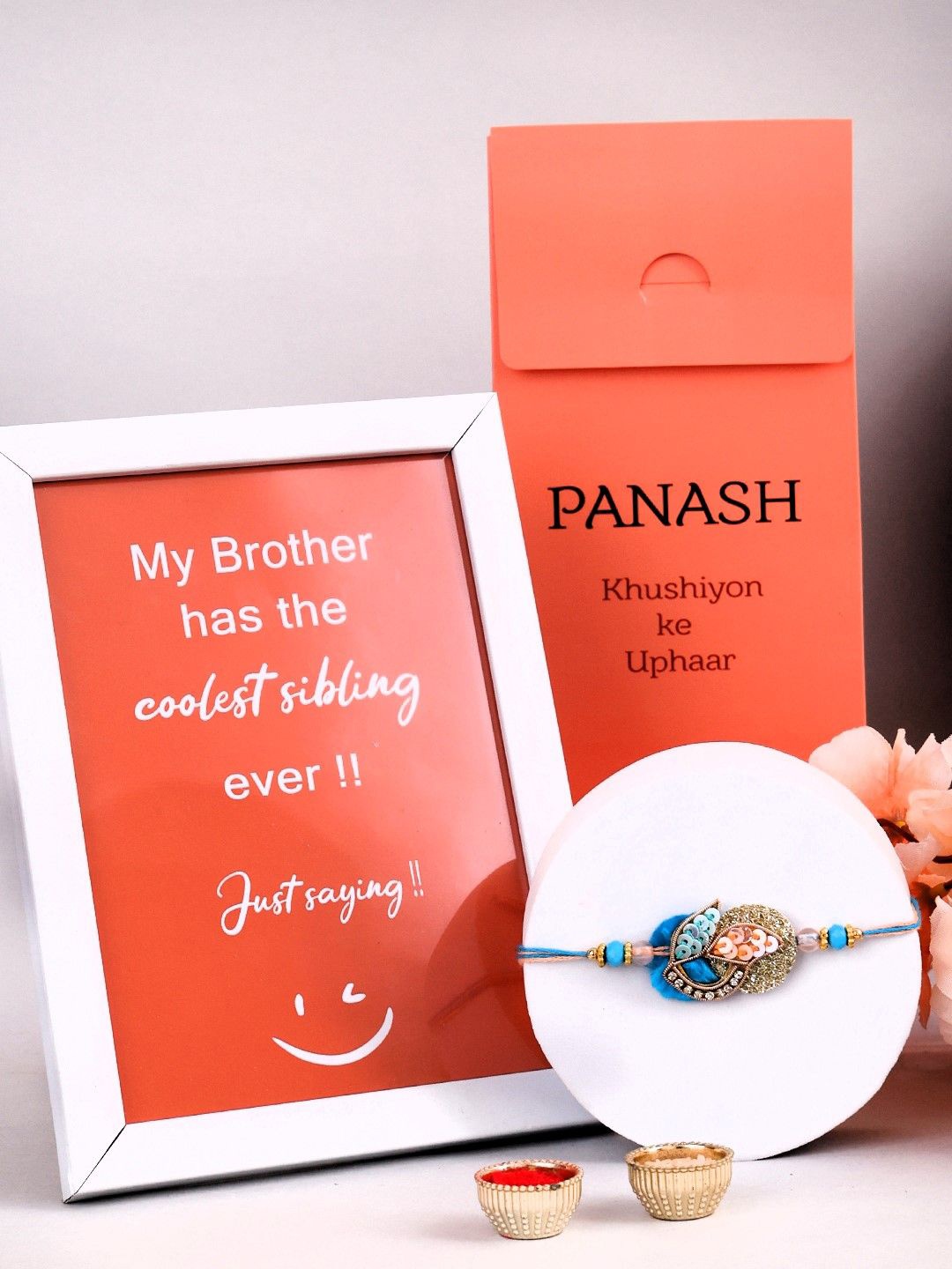 PANASH Set of 2 Gold Plated Beaded Thread Rakhi With Photo Frame & Roli Chawal
PANASH Set of 2 Gold Plated Beaded Thread Rakhi With Photo Frame & Roli Chawal