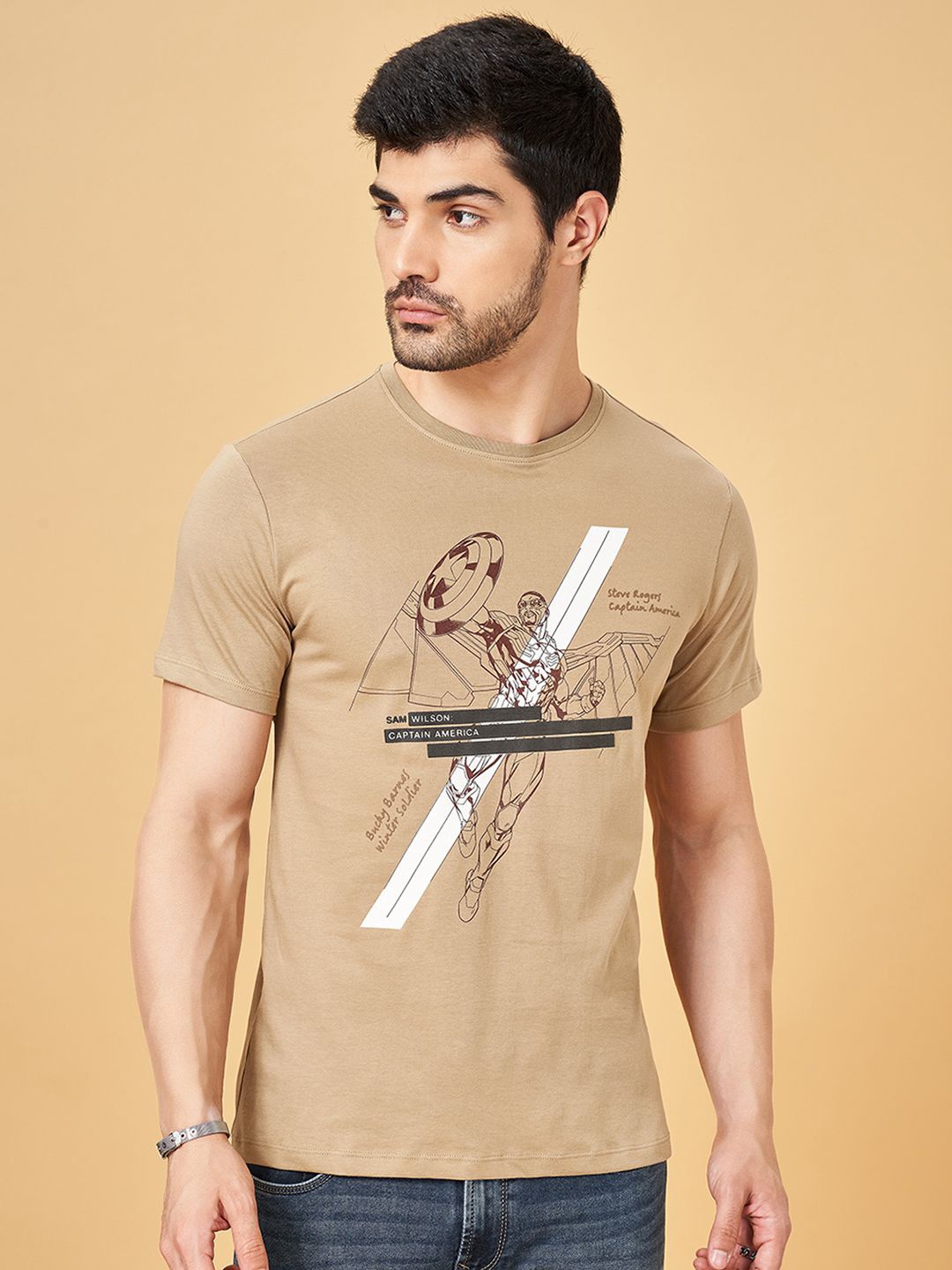SF JEANS by Pantaloons Men Graphic Printed Round Neck Cotton Slim Fit T-Shirt, Khaki
SF JEANS by Pantaloons Men Graphic Printed Round Neck Cotton Slim Fit T-Shirt, Khaki