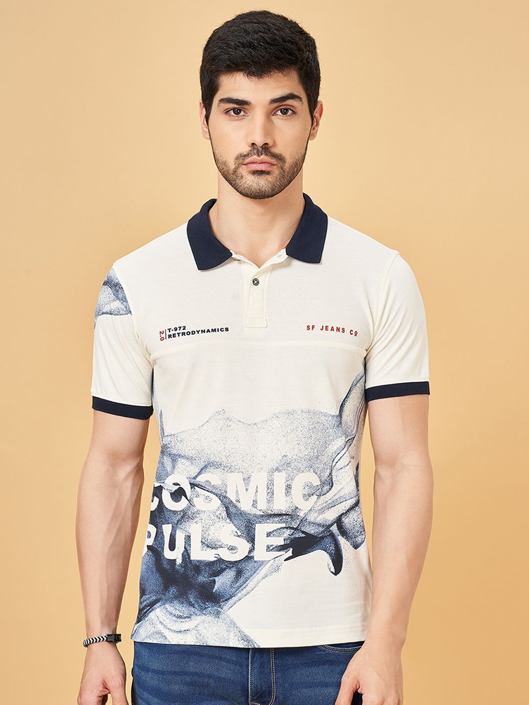 SF JEANS by Pantaloons Men Graphic Printed Polo Collar Cotton Slim Fit T-Shirt, White
SF JEANS by Pantaloons Men Graphic Printed Polo Collar Cotton Slim Fit T-Shirt, White