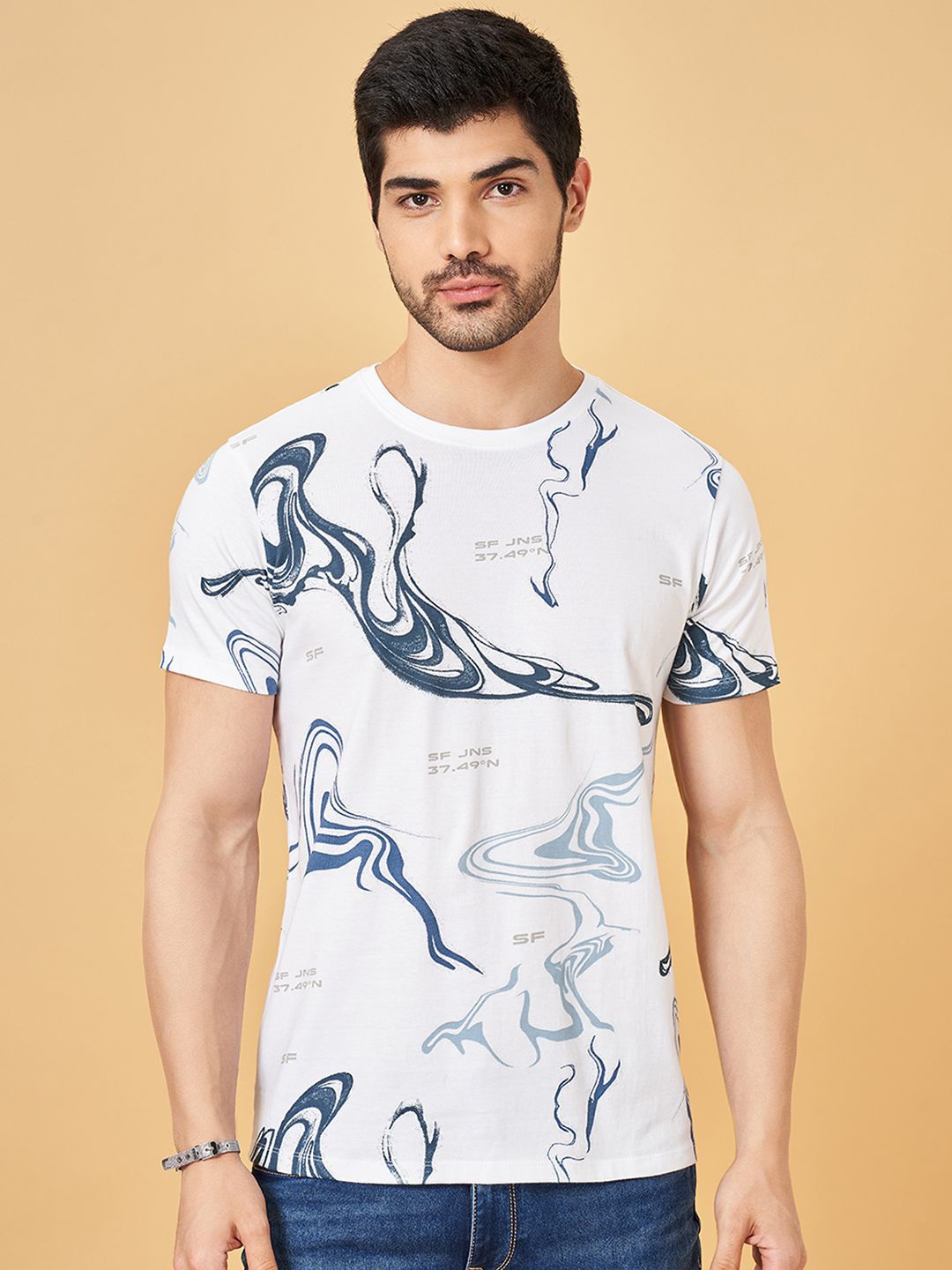 SF JEANS by Pantaloons Men Abstract Printed Round Neck Cotton Slim Fit T-Shirt, White
SF JEANS by Pantaloons Men Abstract Printed Round Neck Cotton Slim Fit T-Shirt, White