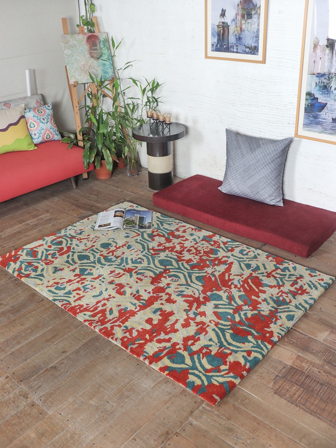 ZEBA Cream-Coloured & Red Abstract Printed Rectangle Shaped Hand-Tufted Woollen Carpet
ZEBA Cream-Coloured & Red Abstract Printed Rectangle Shaped Hand-Tufted Woollen Carpet