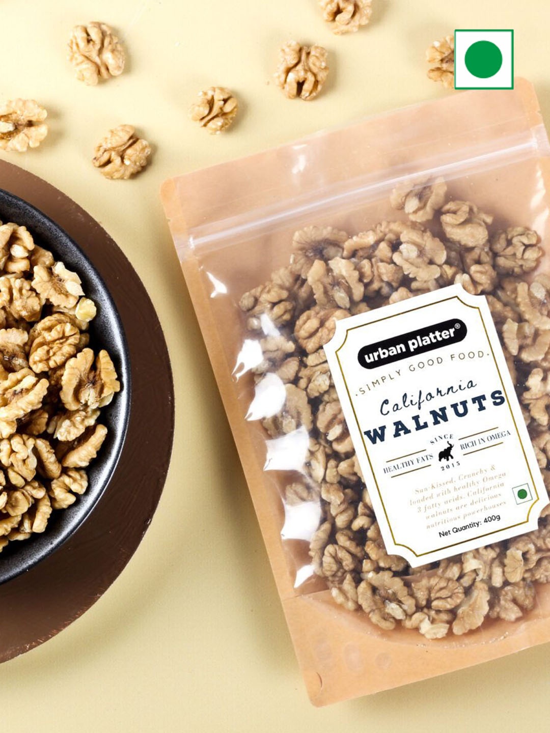 URBAN PLATTER Shelled Kashmir Walnuts-400g, Beige