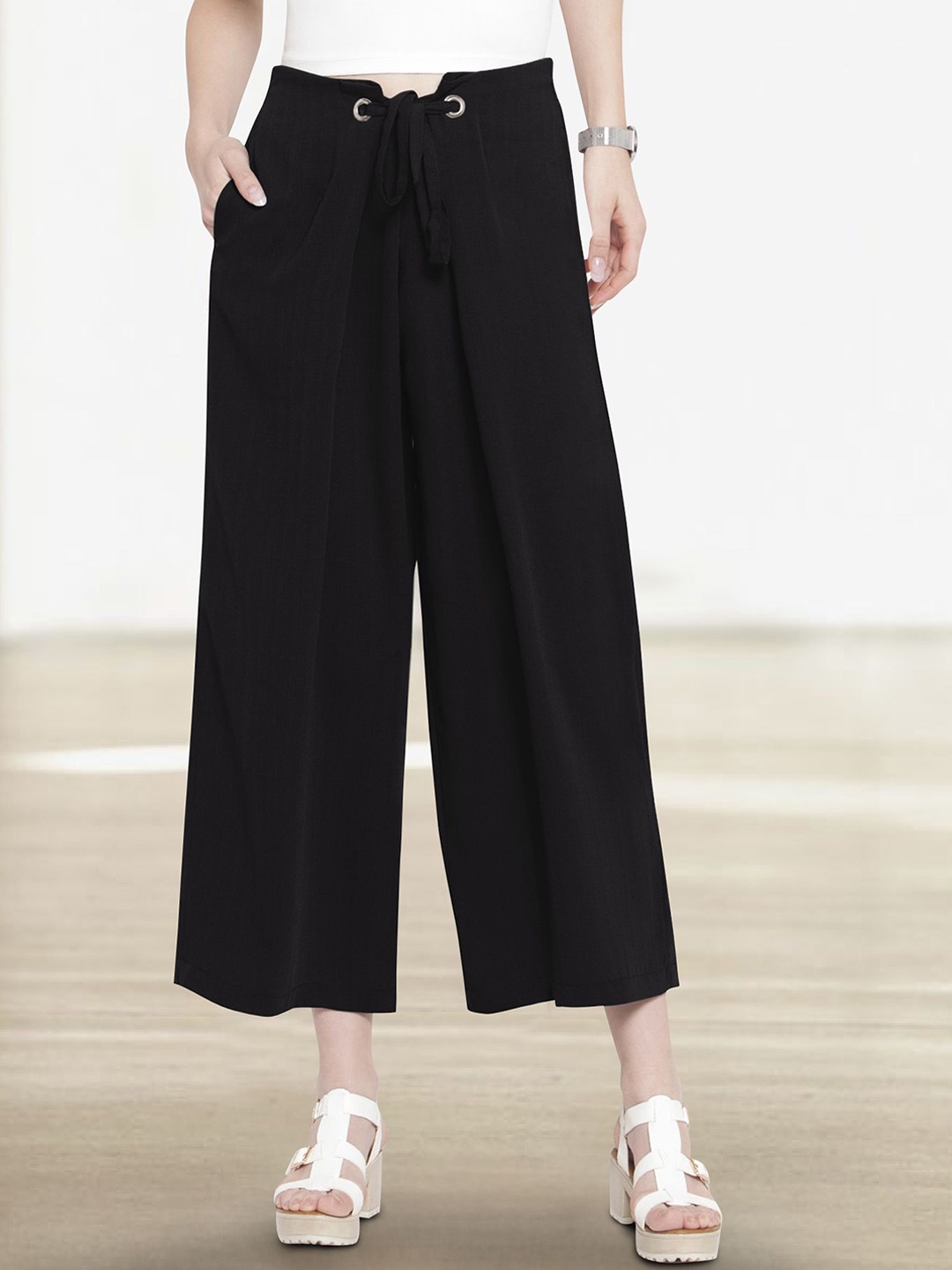Martini Women Relaxed Straight Leg Loose Fit High-Rise Wrinkle Free Pleated Trousers, Black
Martini Women Relaxed Straight Leg Loose Fit High-Rise Wrinkle Free Pleated Trousers, Black