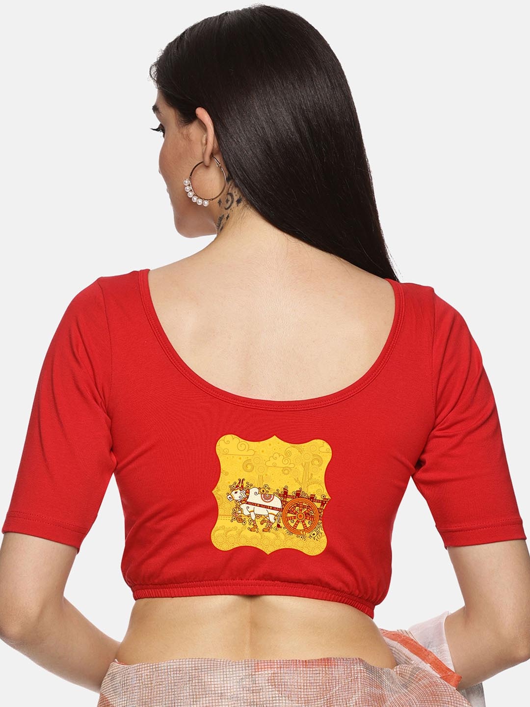 NOT YET by us Women Cotton Printed Stretch Round Neck Short Sleeves Saree blouse, Red
NOT YET by us Women Cotton Printed Stretch Round Neck Short Sleeves Saree blouse, Red