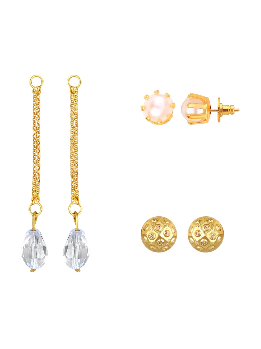 Vighnaharta Set Of 2 Gold-Plated Cubic Zirconia Stud Earings With Removanle Chain Drop
Vighnaharta Set Of 2 Gold-Plated Cubic Zirconia Stud Earings With Removanle Chain Drop