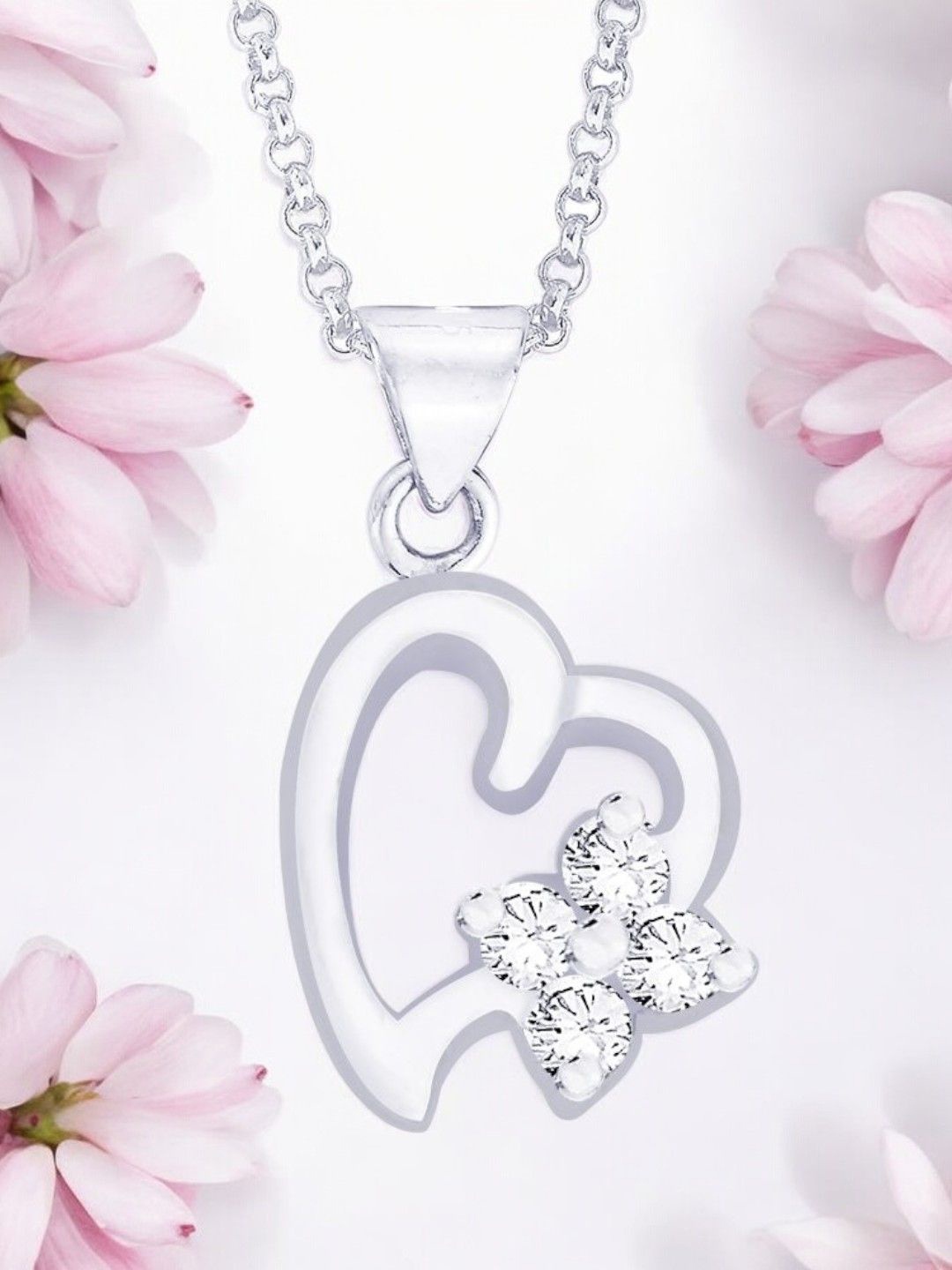 Taraash Rhodium-Plated 925 Sterling Silver Cubic Zirconia-Studded Heart Shaped Pendant
Taraash Rhodium-Plated 925 Sterling Silver Cubic Zirconia-Studded Heart Shaped Pendant