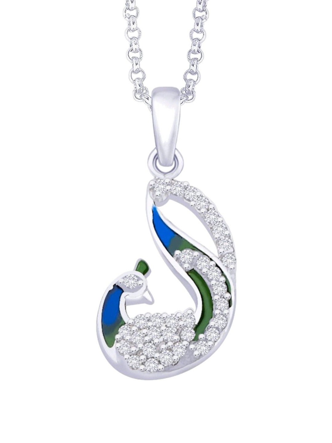 Taraash Girls 925 Sterling Silver Rhodium-Plated Cubic Zirconia Peacock Shaped Pendant
Taraash Girls 925 Sterling Silver Rhodium-Plated Cubic Zirconia Peacock Shaped Pendant
