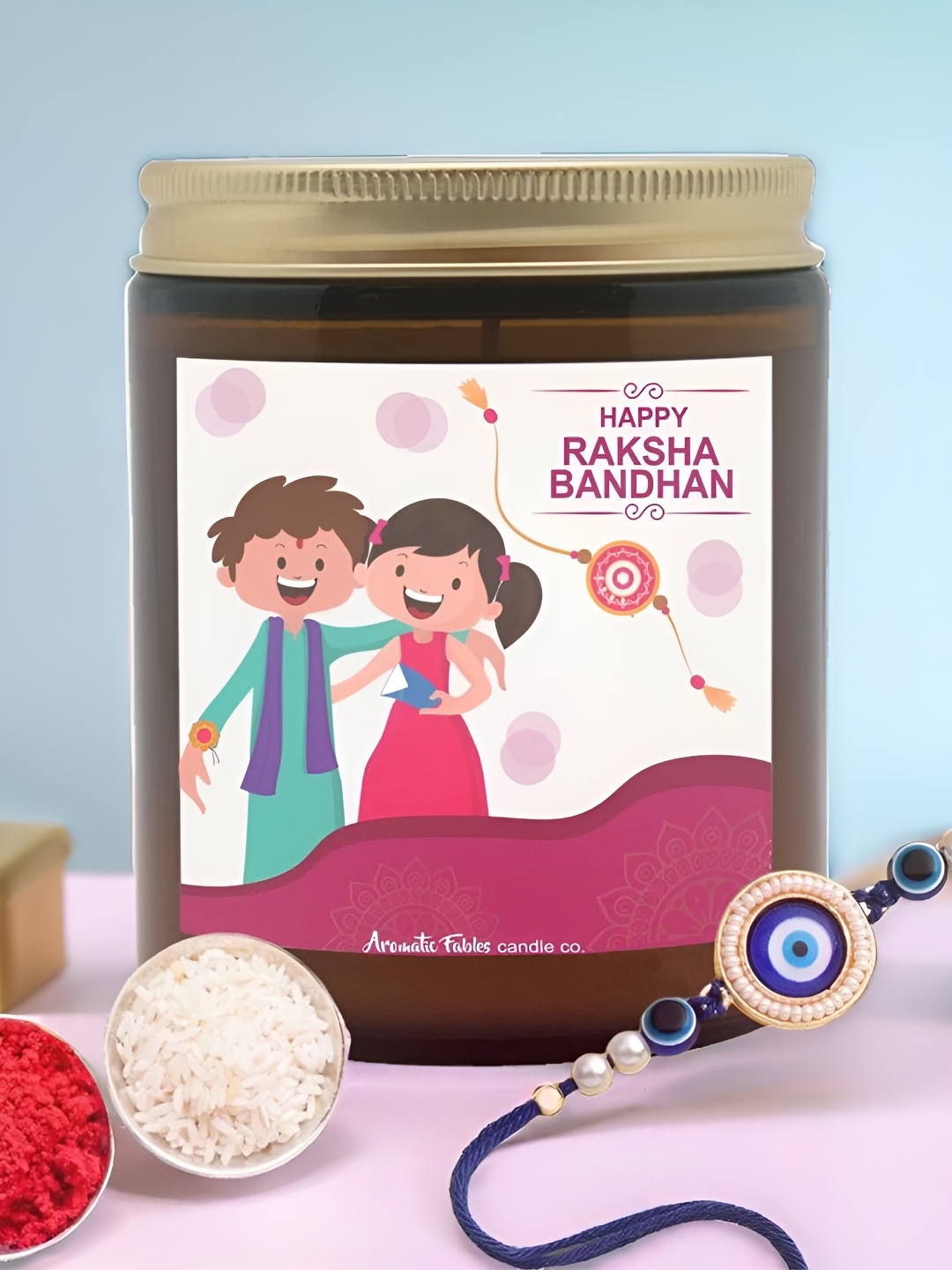 Aromatic Fables Set Of 2 Rakhi With Lemongrass Scented Candle & Roli Chawal, White
Aromatic Fables Set Of 2 Rakhi With Lemongrass Scented Candle & Roli Chawal, White