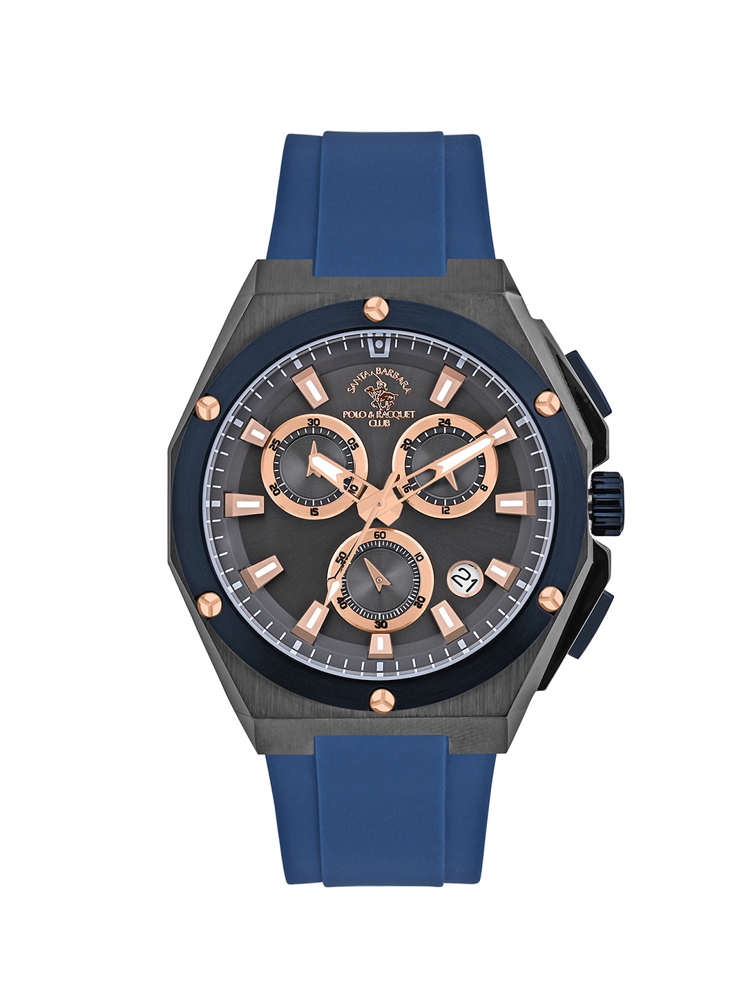 SANTA BARBARA POLO & RACQUET CLUB Men Gunmetal Dial Quartz Chronograph Watch SB.1.10578-3, Blue
SANTA BARBARA POLO & RACQUET CLUB Men Gunmetal Dial Quartz Chronograph Watch SB.1.10578-3, Blue