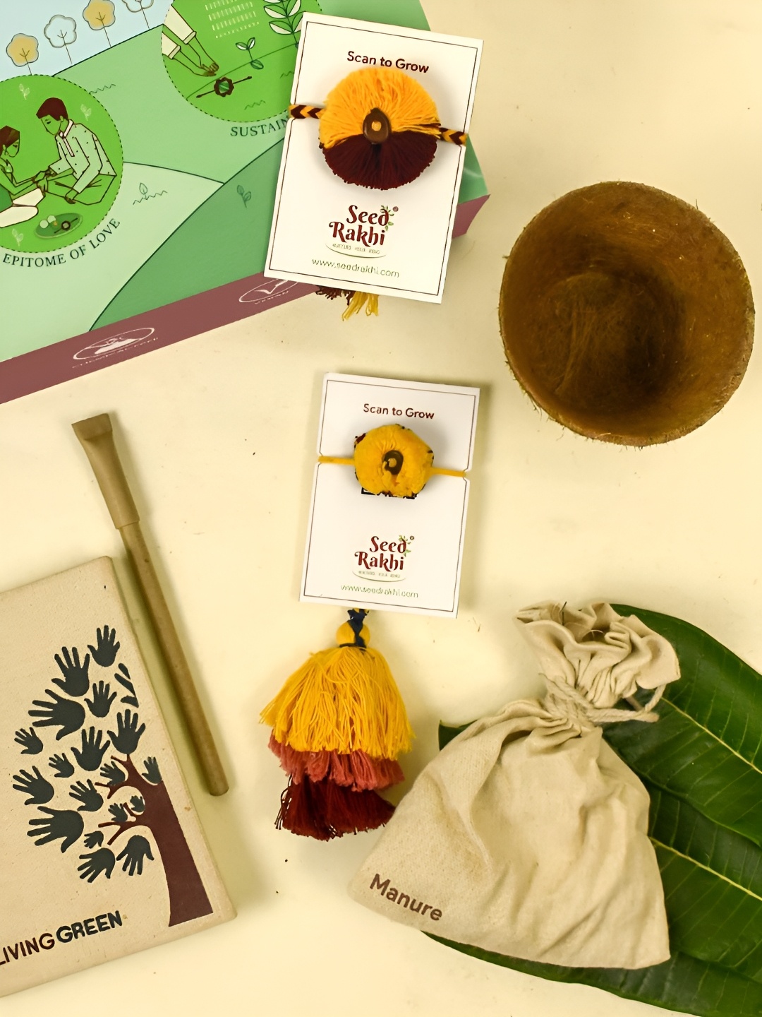 Indigifts Set Of 2 Cotton Treaded Rakhi For Brother With Planter With Diary & Pen, Yellow
Indigifts Set Of 2 Cotton Treaded Rakhi For Brother With Planter With Diary & Pen, Yellow