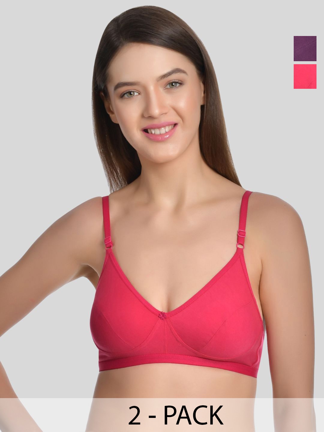 Aimly Women Pack of 2 Non-Padded Non-Wired Cotton Full Coverage Everyday Bra, Pink
Aimly Women Pack of 2 Non-Padded Non-Wired Cotton Full Coverage Everyday Bra, Pink