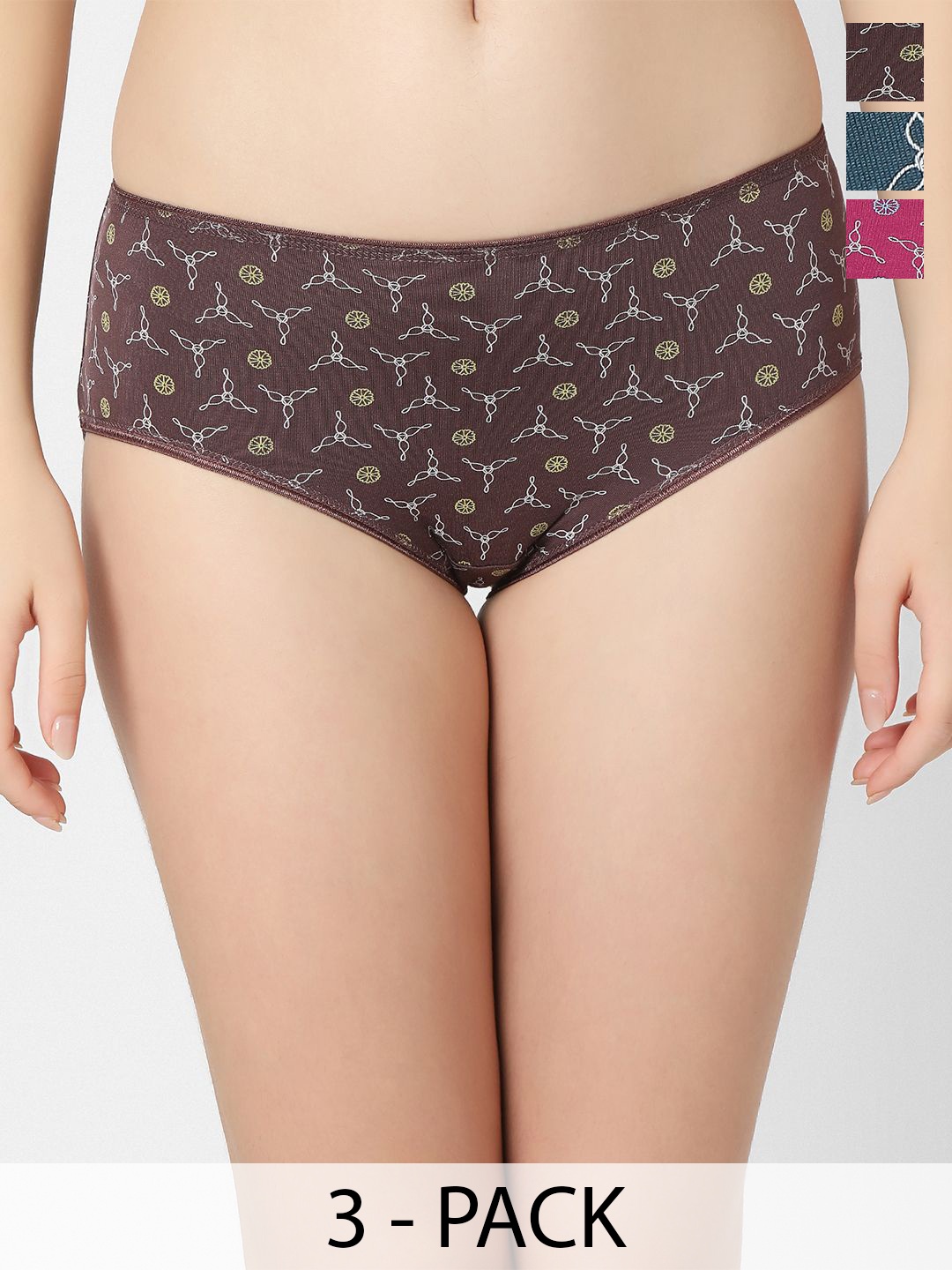 Juliet Pack of 3 Printed Floral Printed Cotton Low-Rise Hipster Briefs 6927-2XL, Brown
Juliet Pack of 3 Printed Floral Printed Cotton Low-Rise Hipster Briefs 6927-2XL, Brown