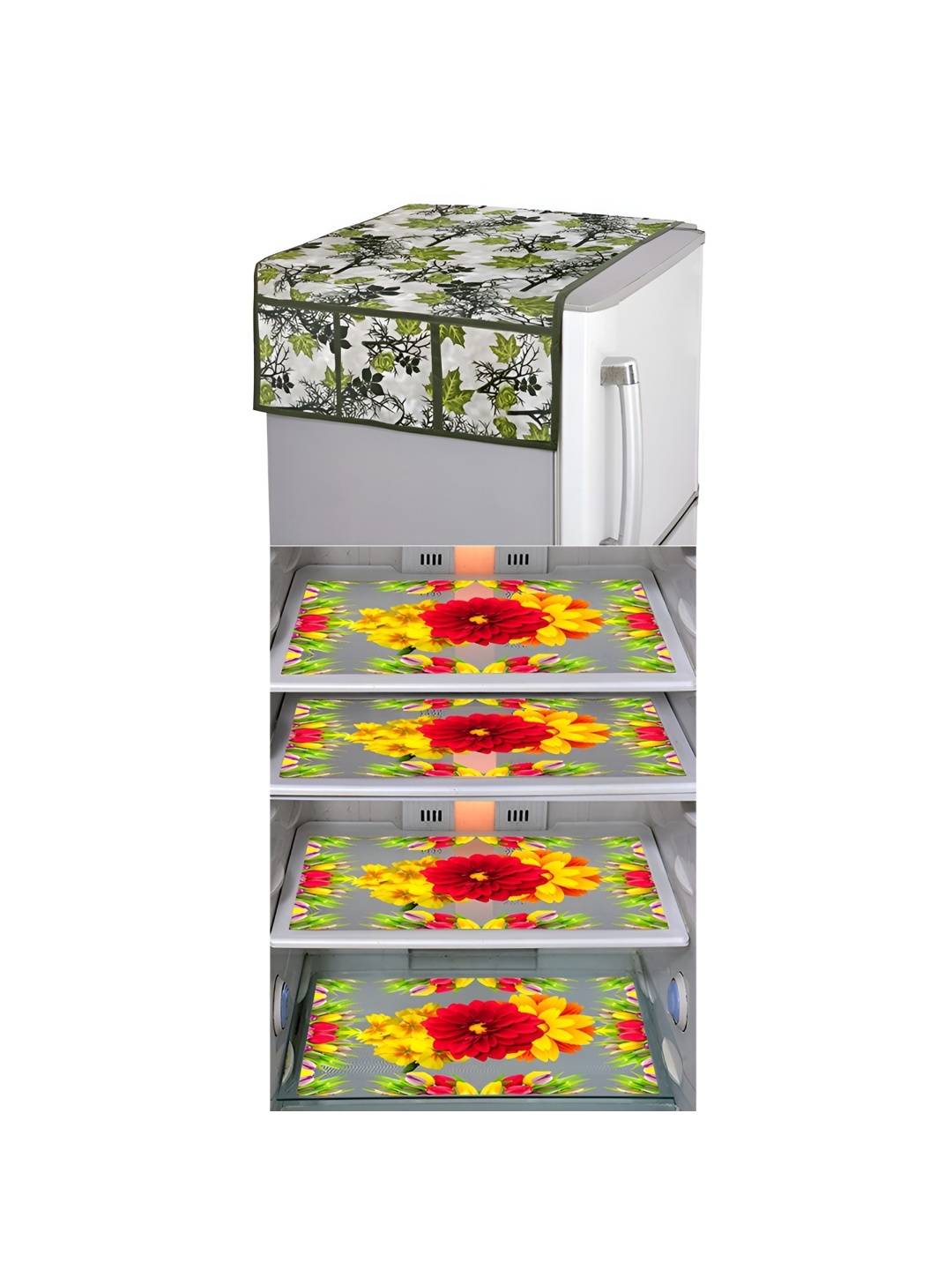 LooMantha Grey & Green 5 Pieces Floral Printed Fridge Mat and Fridge Top Cover, Beige
LooMantha Grey & Green 5 Pieces Floral Printed Fridge Mat and Fridge Top Cover, Beige