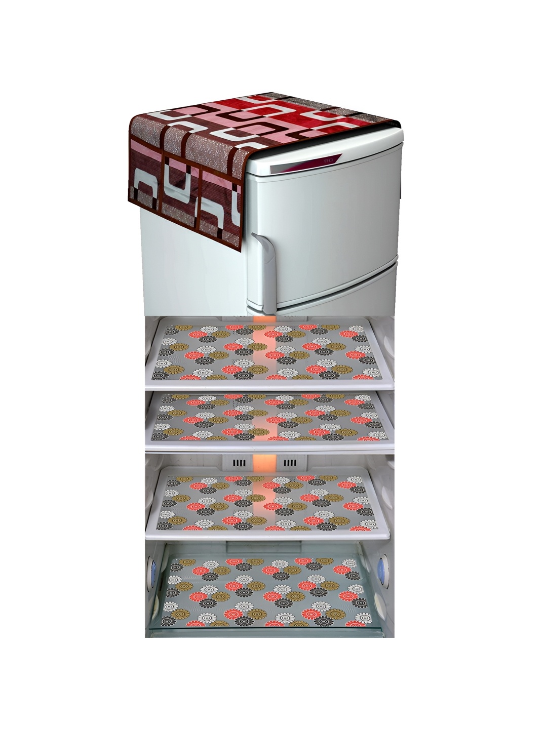 LooMantha Maroon & Black 5 Pieces Printed Fridge Cover With Side Storage & Fridge Mats
LooMantha Maroon & Black 5 Pieces Printed Fridge Cover With Side Storage & Fridge Mats