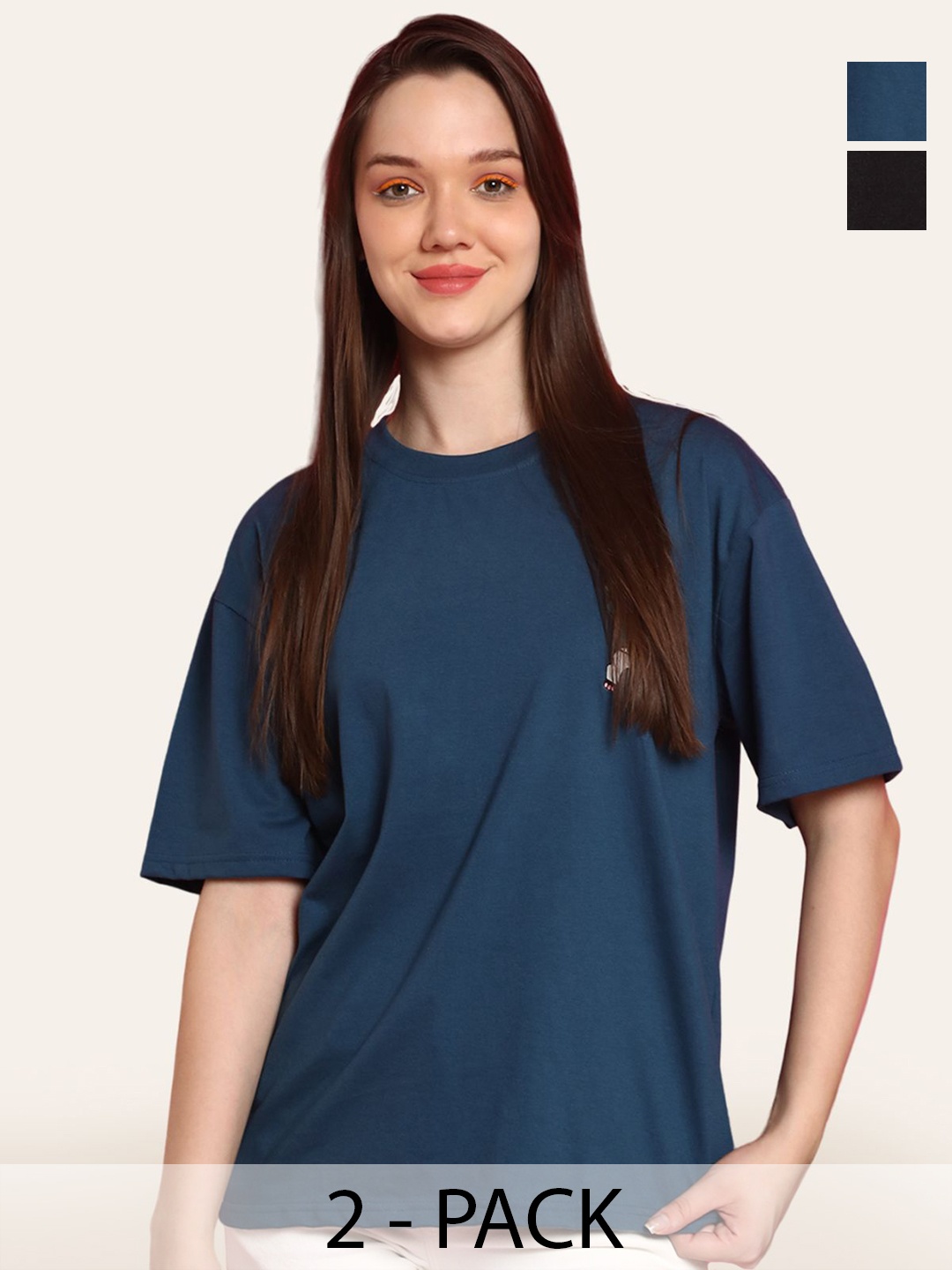 Fabflee Women Pack Of 2 Graphic Printed Round Neck Cotton Oversized T-shirt, Multi
Fabflee Women Pack Of 2 Graphic Printed Round Neck Cotton Oversized T-shirt, Multi