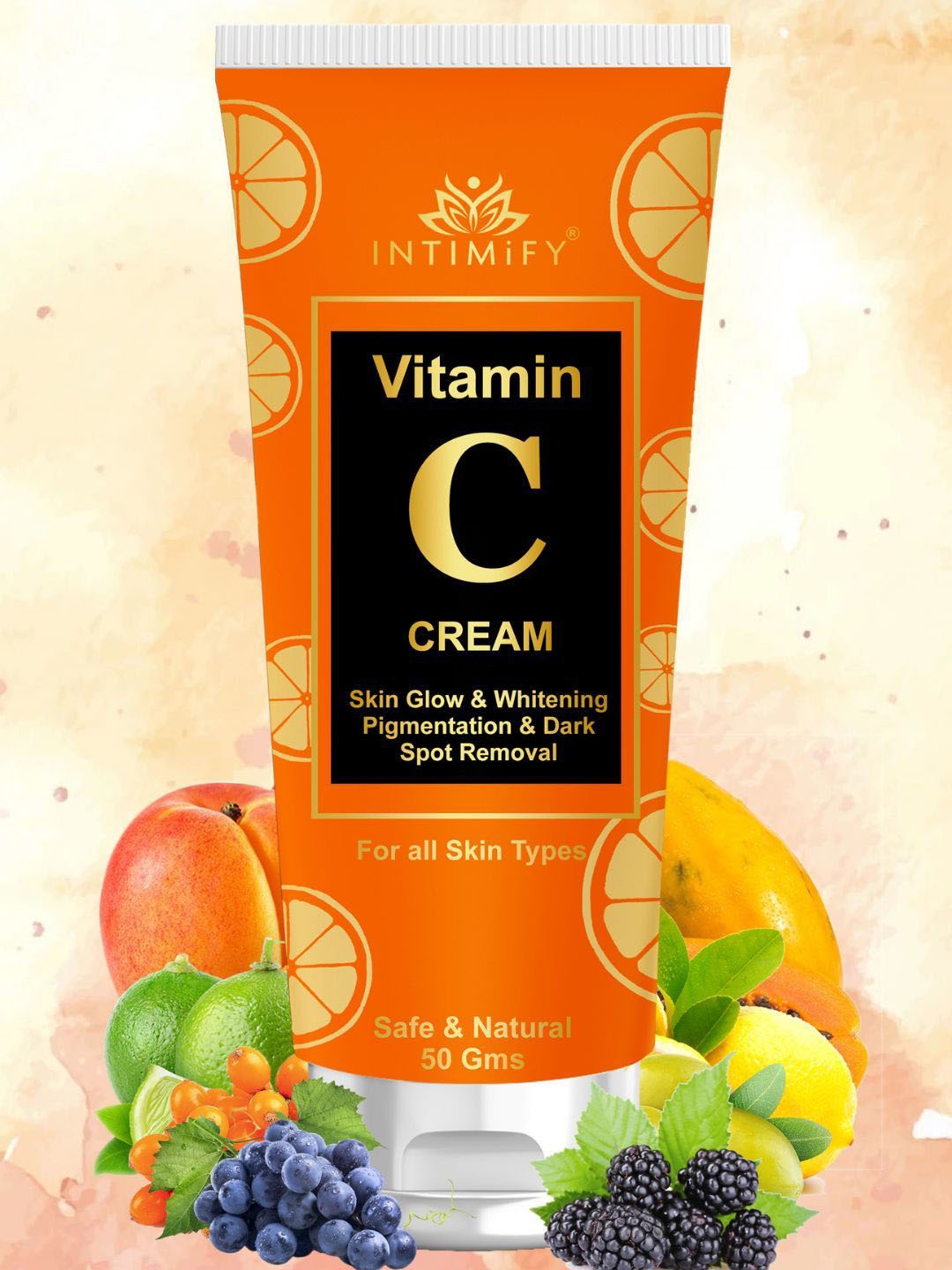 INTIMIFY Vitamin C Cream for Glow Whitening Pigmentation & Dark Spot Removal - 50gm, Orange
INTIMIFY Vitamin C Cream for Glow Whitening Pigmentation & Dark Spot Removal - 50gm, Orange