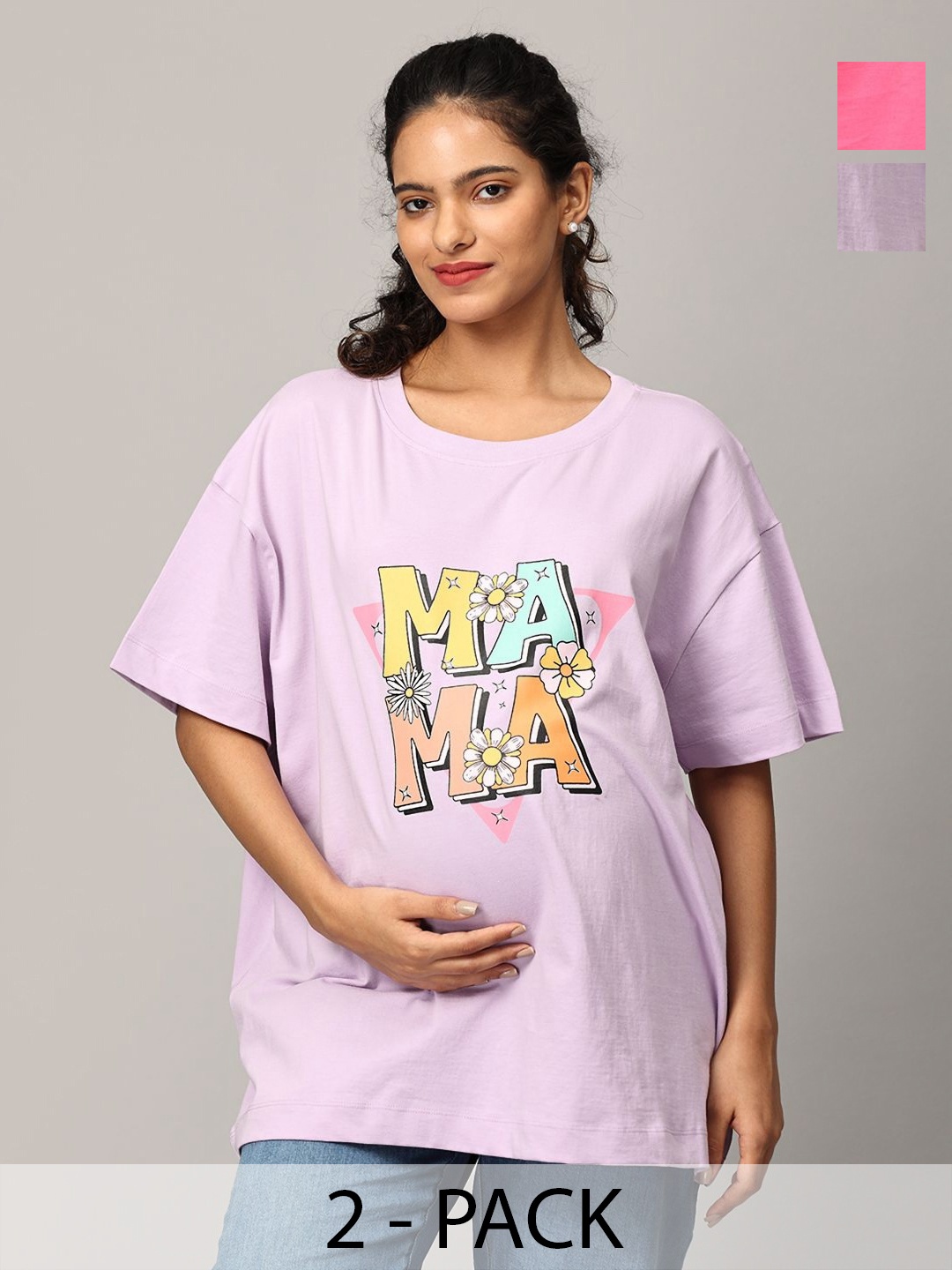 The Mom Store Women Typography Printed Round Neck Cotton Oversized T-Shirt, Lavender
The Mom Store Women Typography Printed Round Neck Cotton Oversized T-Shirt, Lavender
