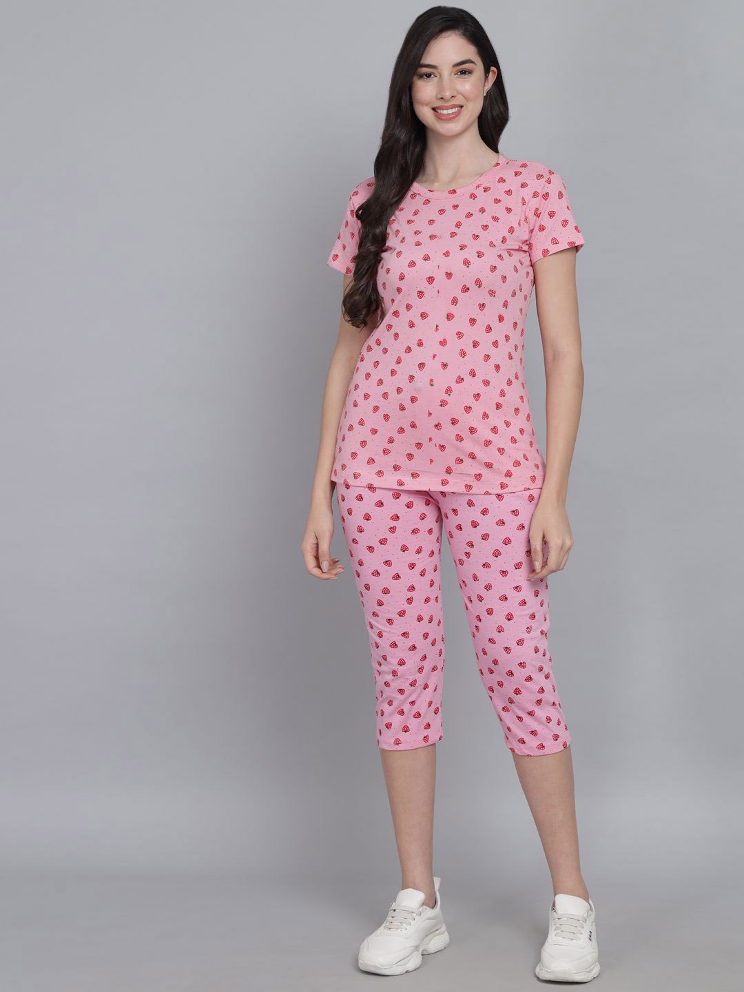 Funday Fashion Women Printed Short Sleeves Round Neck Slip-On T-Shirt & Capri Set, Pink
Funday Fashion Women Printed Short Sleeves Round Neck Slip-On T-Shirt & Capri Set, Pink
