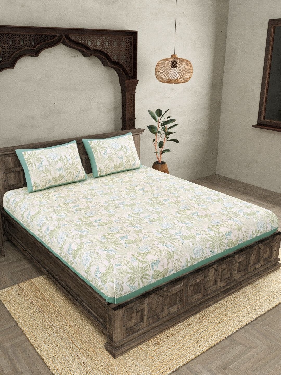 JAIPUR FABRIC Grey & White Ethnic Motifs Cotton 300 TC King Bedsheet with 2 Pillow Covers
JAIPUR FABRIC Grey & White Ethnic Motifs Cotton 300 TC King Bedsheet with 2 Pillow Covers