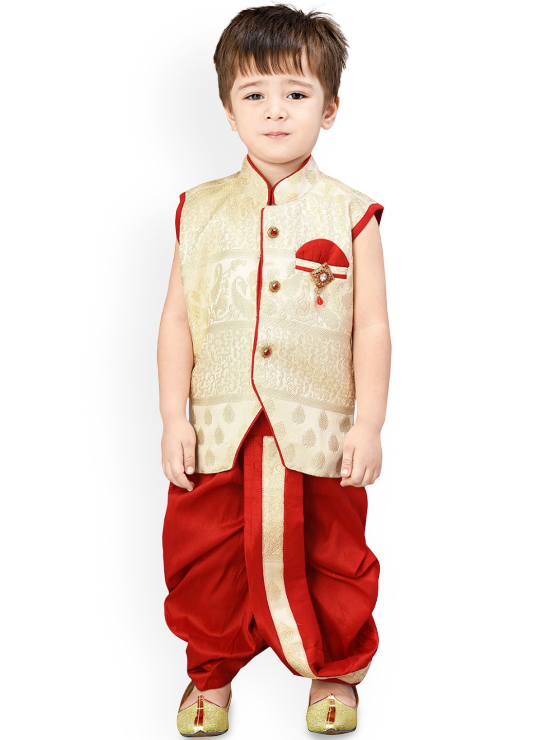BAESD Boys Paisley Woven Design Mandarin Collar Silk Cotton Kurta with Dhoti Pants, Cream
BAESD Boys Paisley Woven Design Mandarin Collar Silk Cotton Kurta with Dhoti Pants, Cream