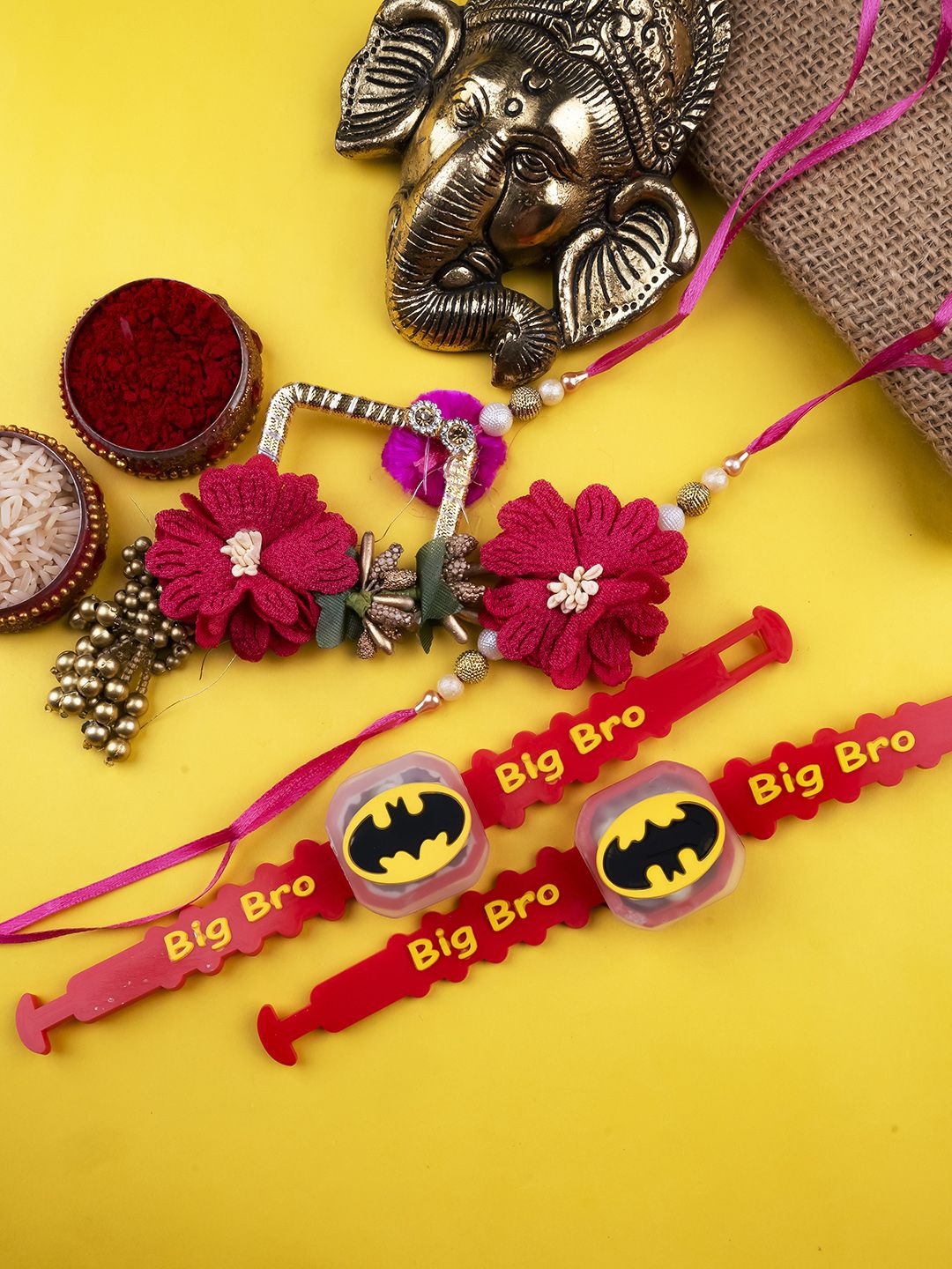 StileAdda Set Of 4 Beaded Thread Rakhis With Roli & Chawal With Chandan And Mishri, Red
StileAdda Set Of 4 Beaded Thread Rakhis With Roli & Chawal With Chandan And Mishri, Red